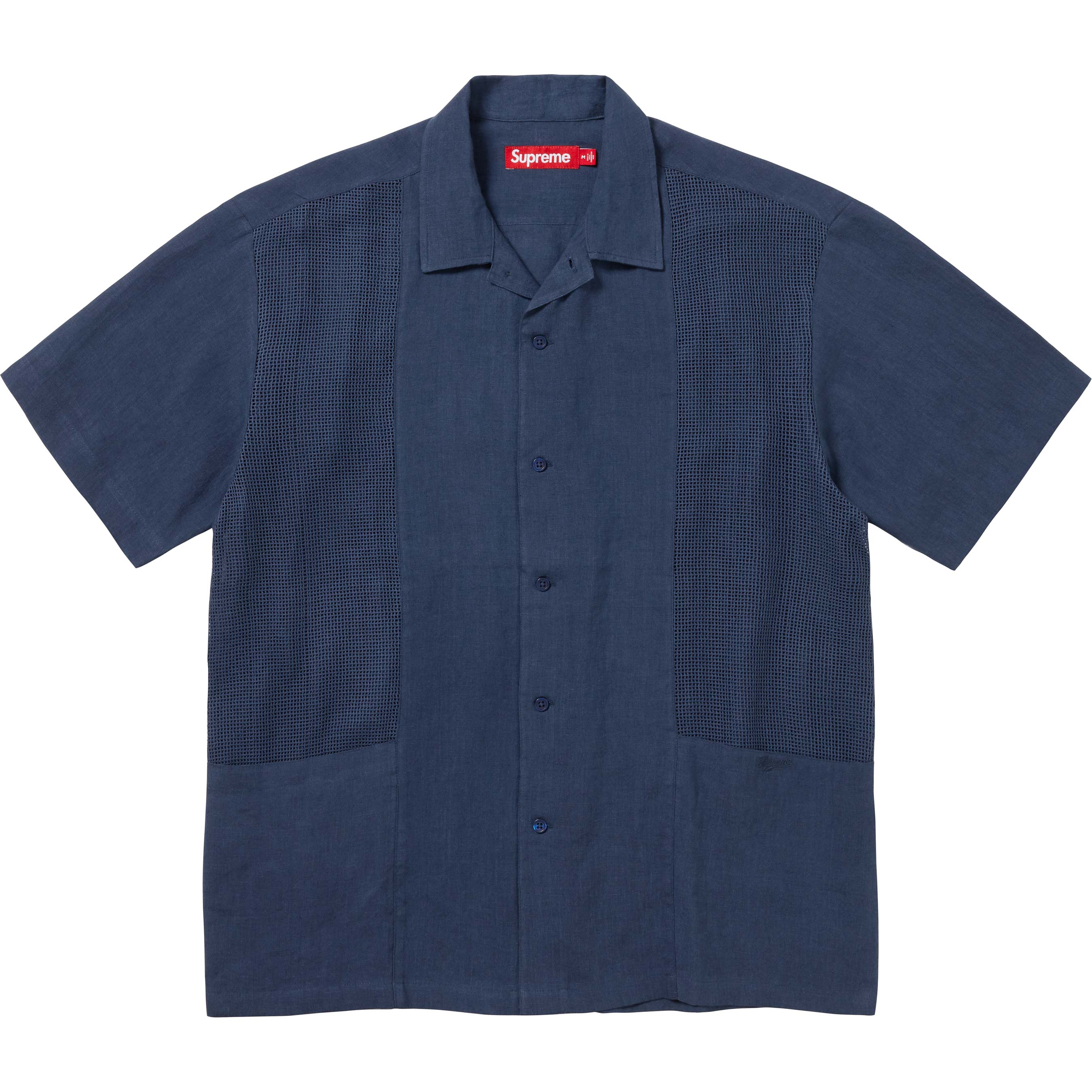 Mesh Panel Linen S/S Shirt