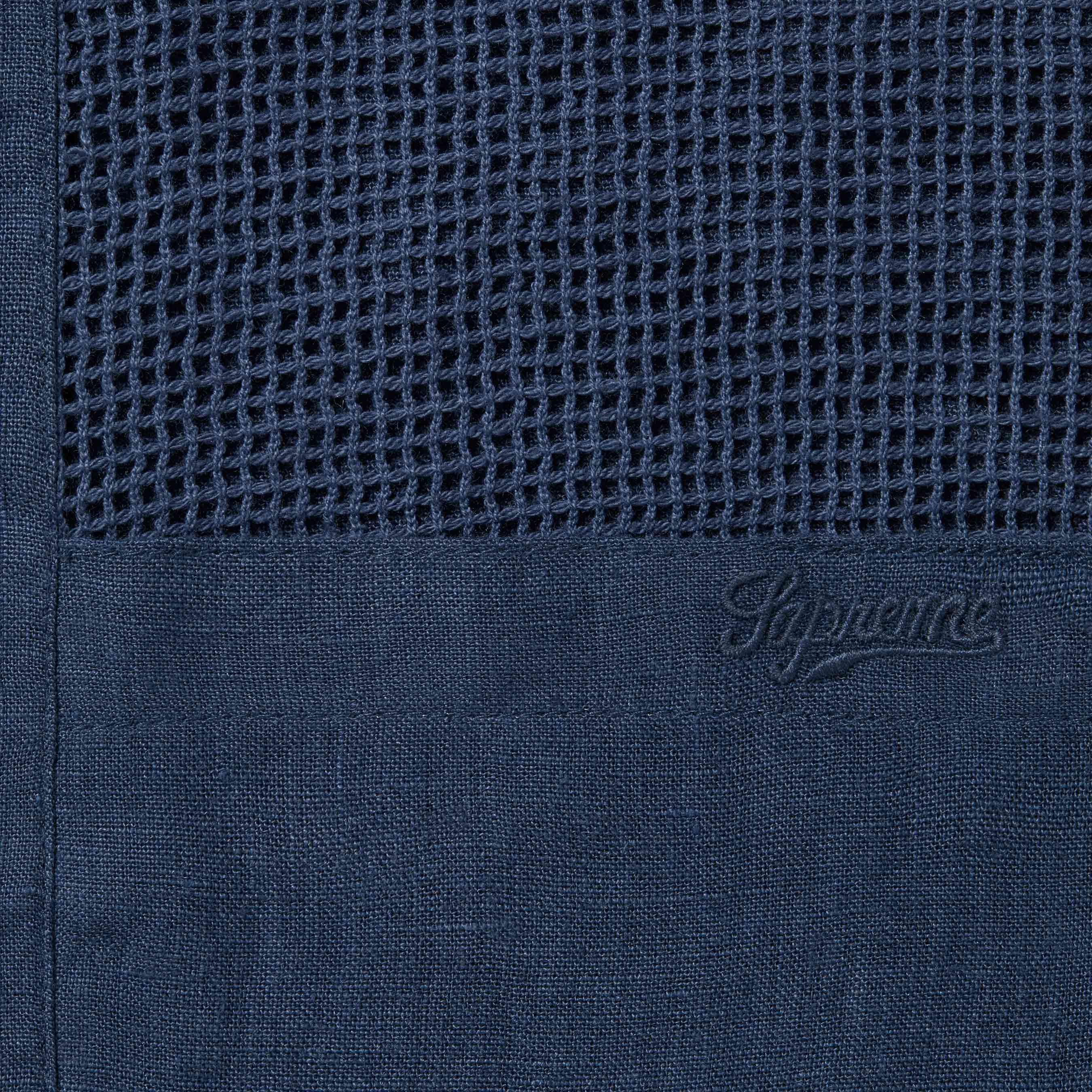Mesh Panel Linen S/S Shirt