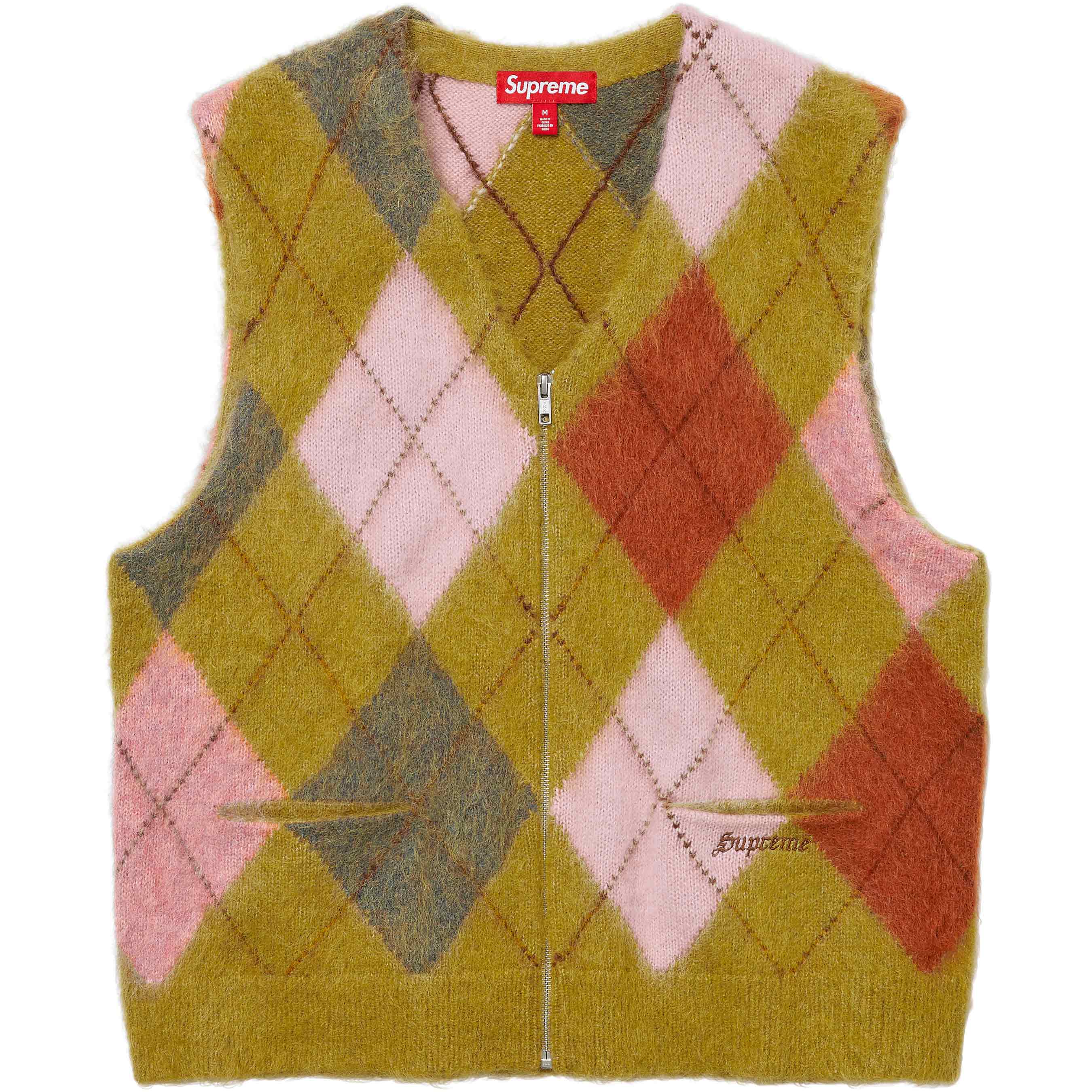 Brushed Argyle Zip Up Vest