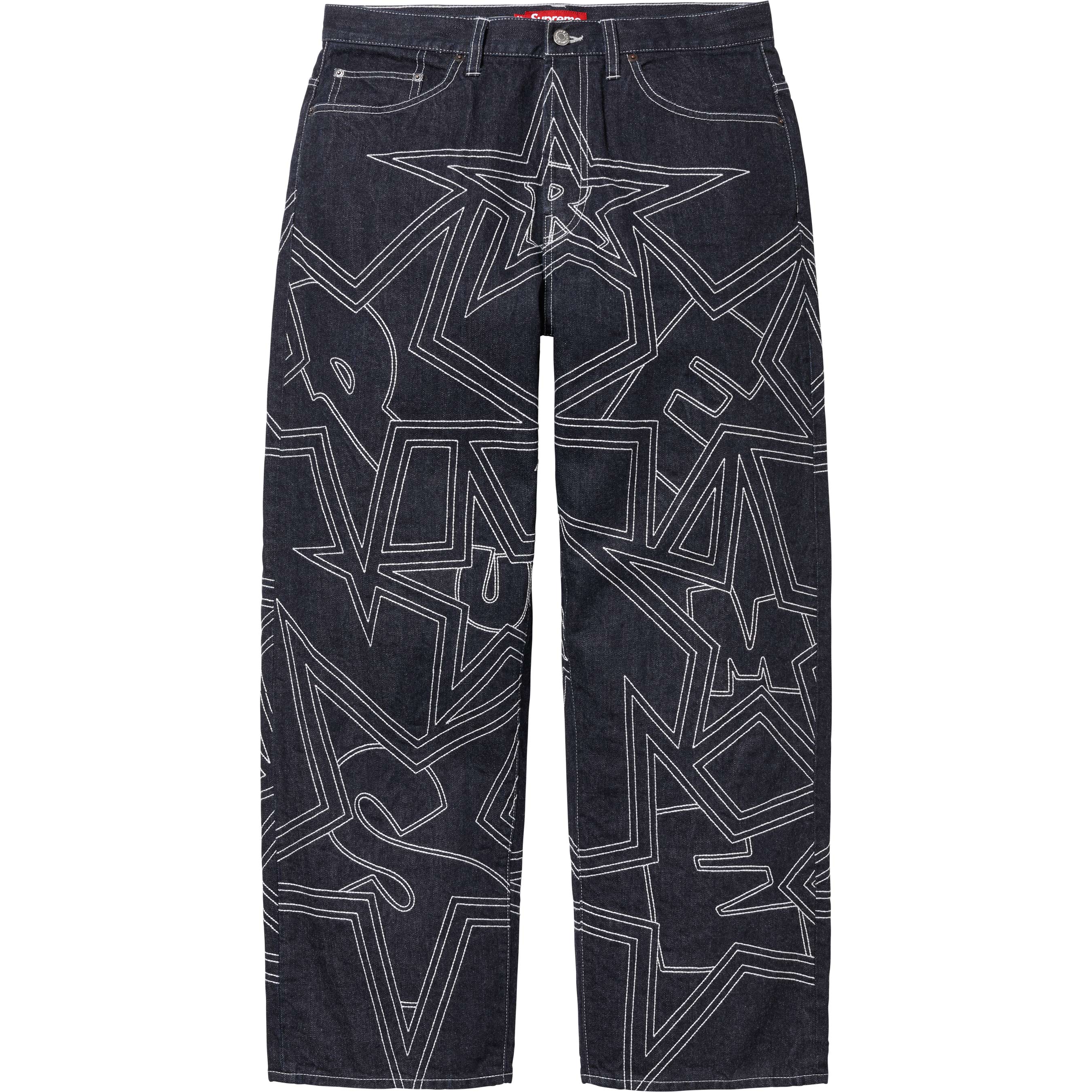 Stars Topstitch Baggy Jean
