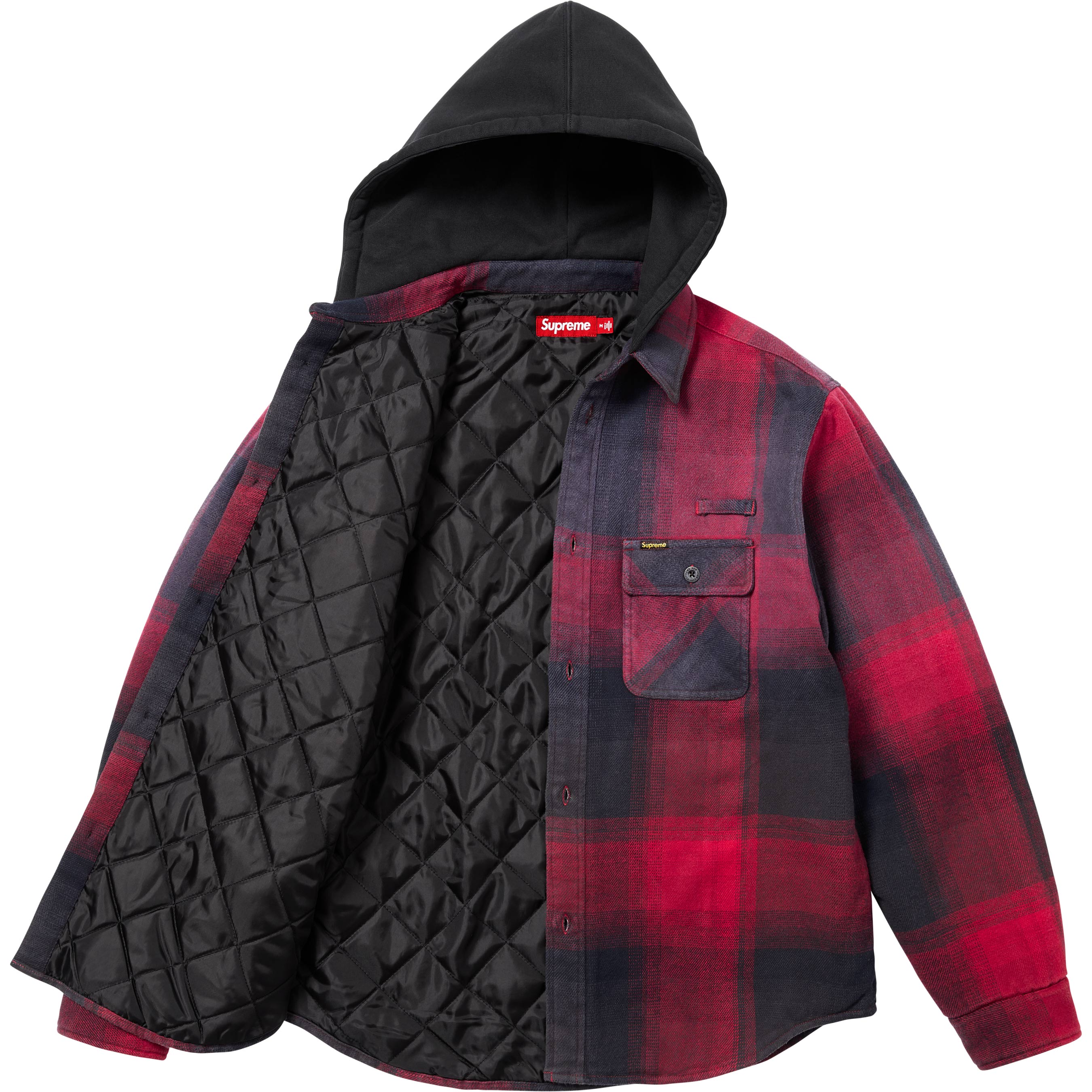 Quilted Lined Hooded Flannel Shirt
