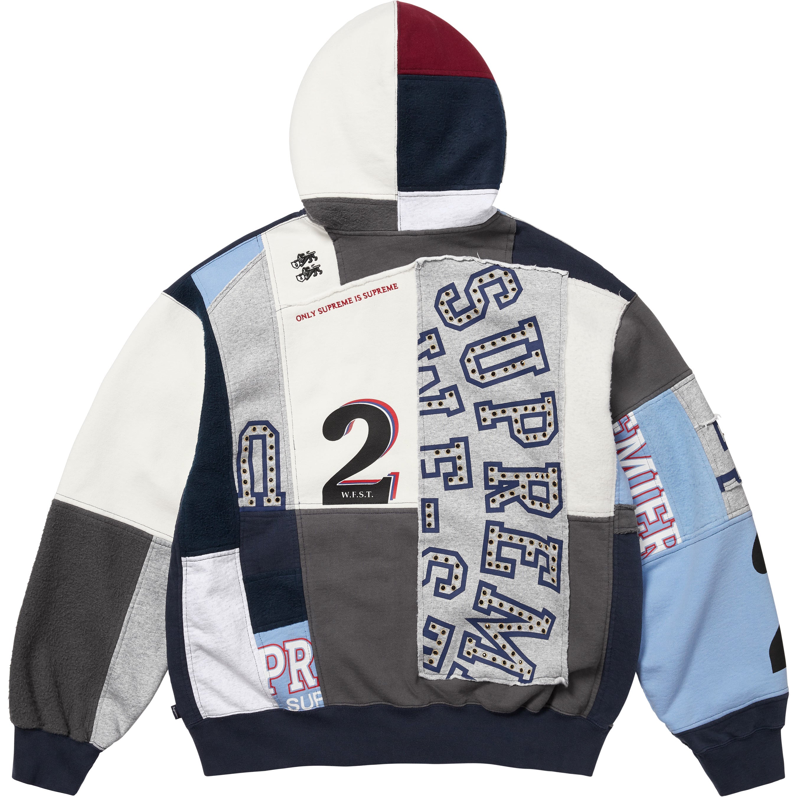 Patchwork Zip Up Hooded Sweatshirt
