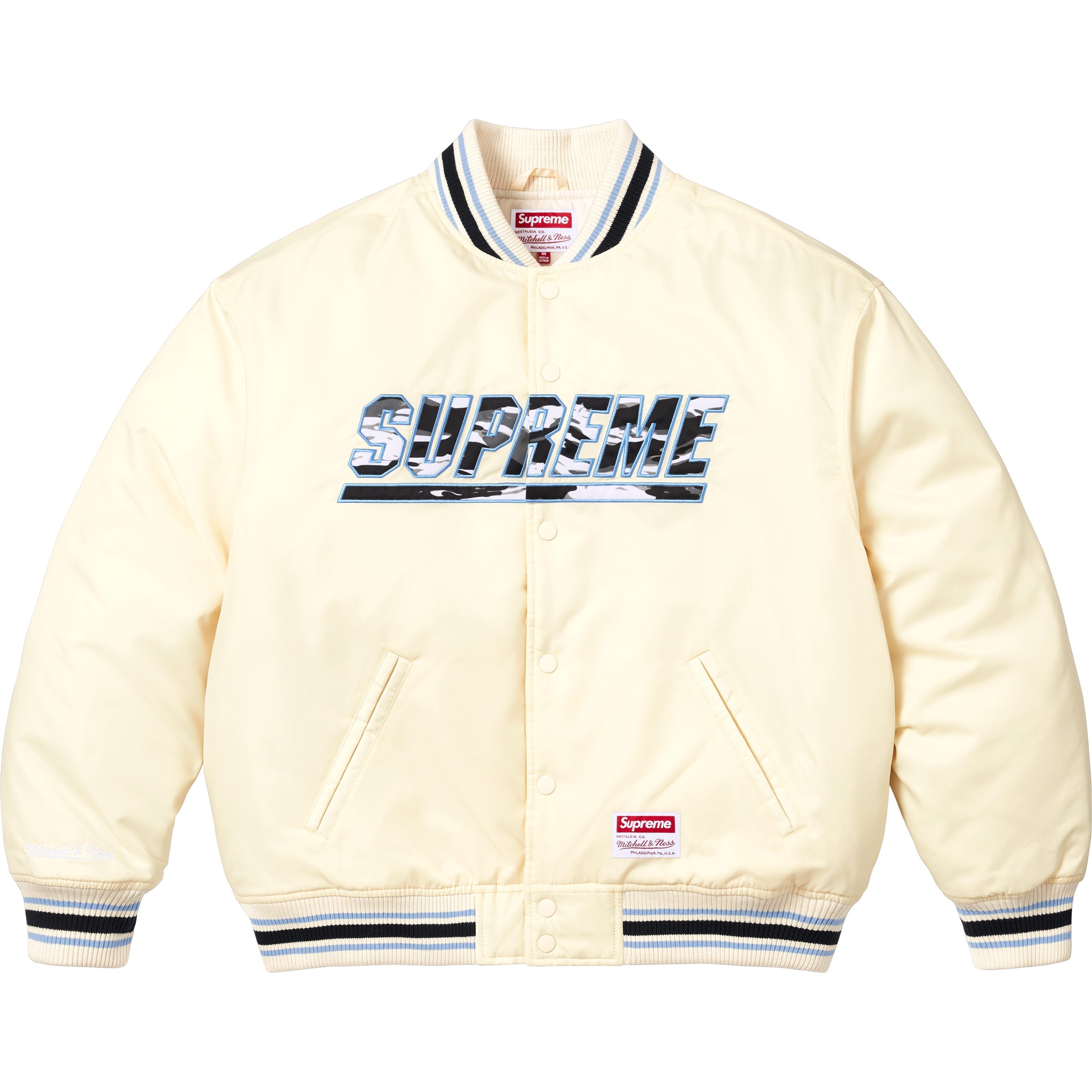 Supreme®/Mitchell & Ness® Camo Logo Varsity Jacket