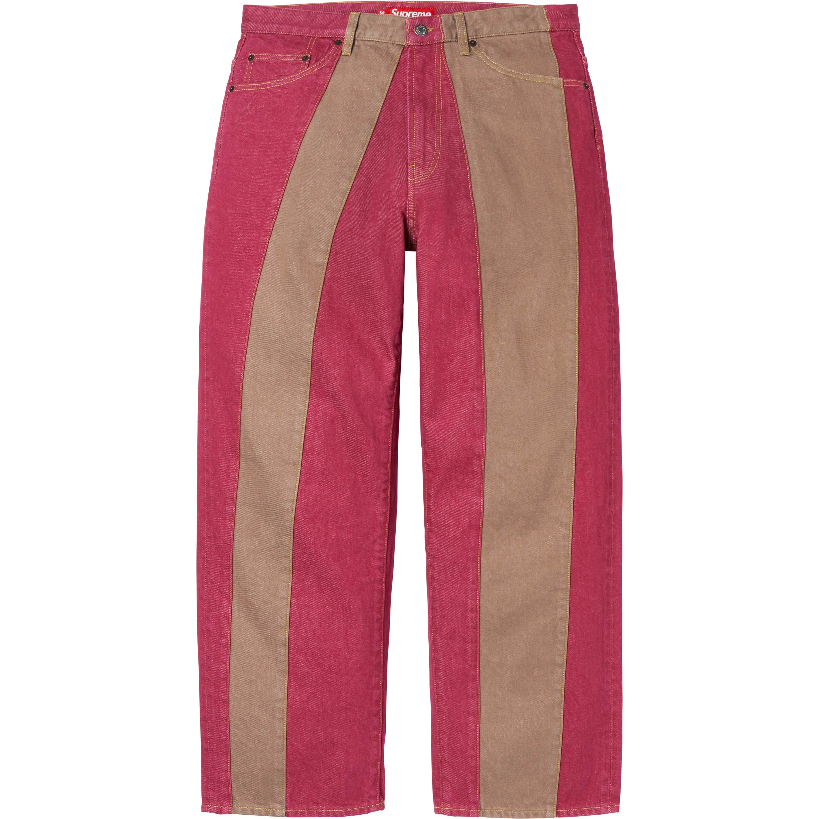 Paneled Stripe Baggy Jean