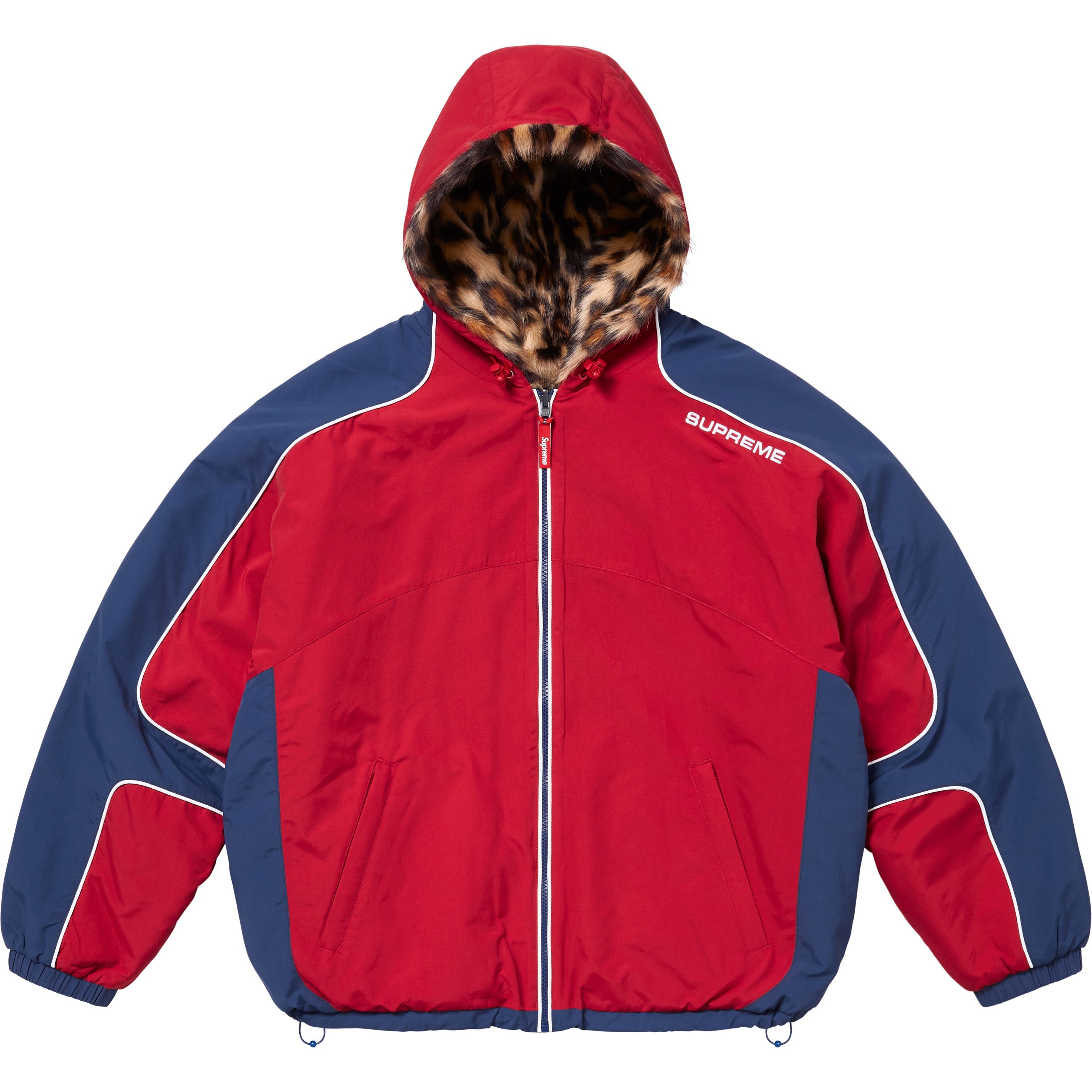 Faux Fur Reversible Hooded Track Jacket
