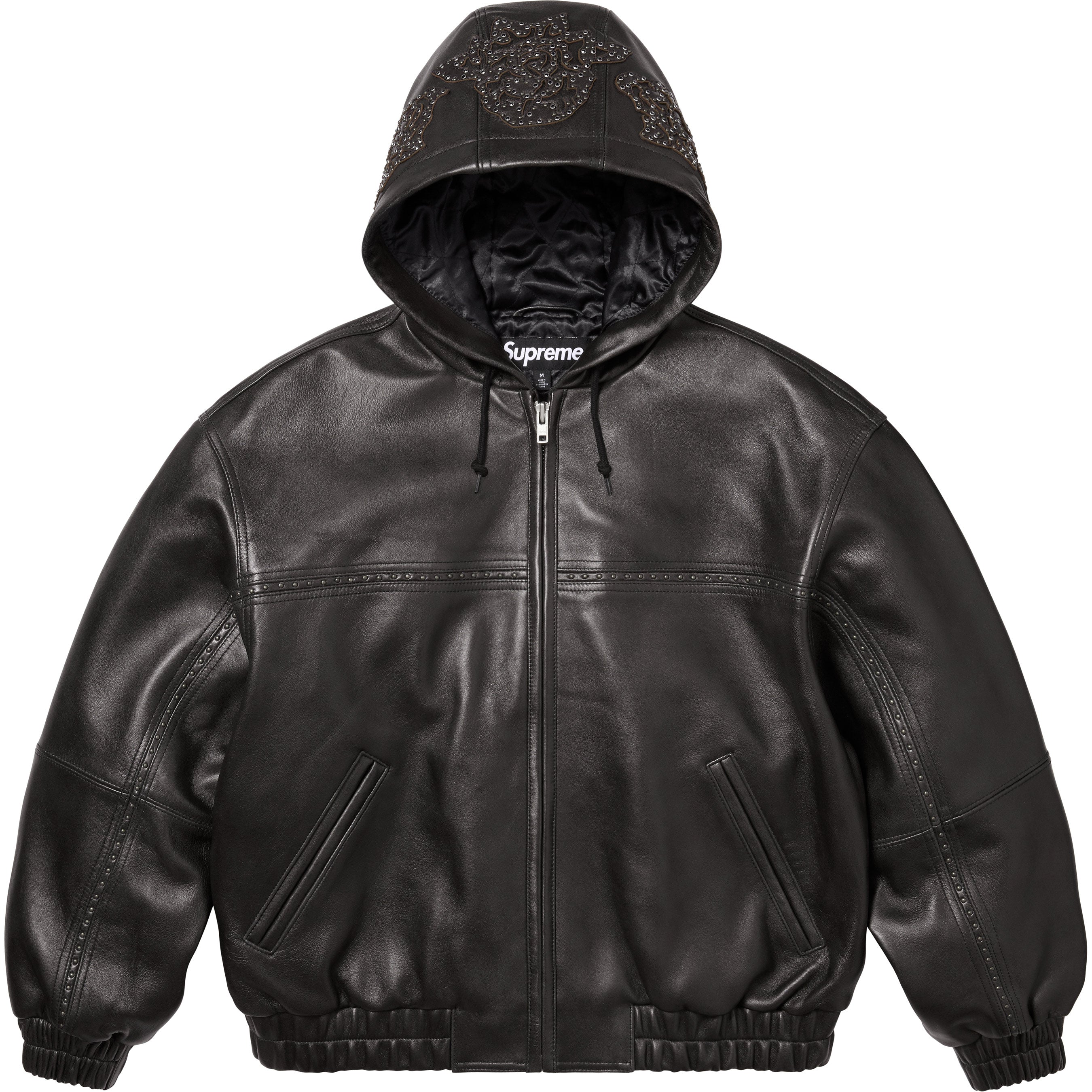 Studded Hooded Leather Jacket