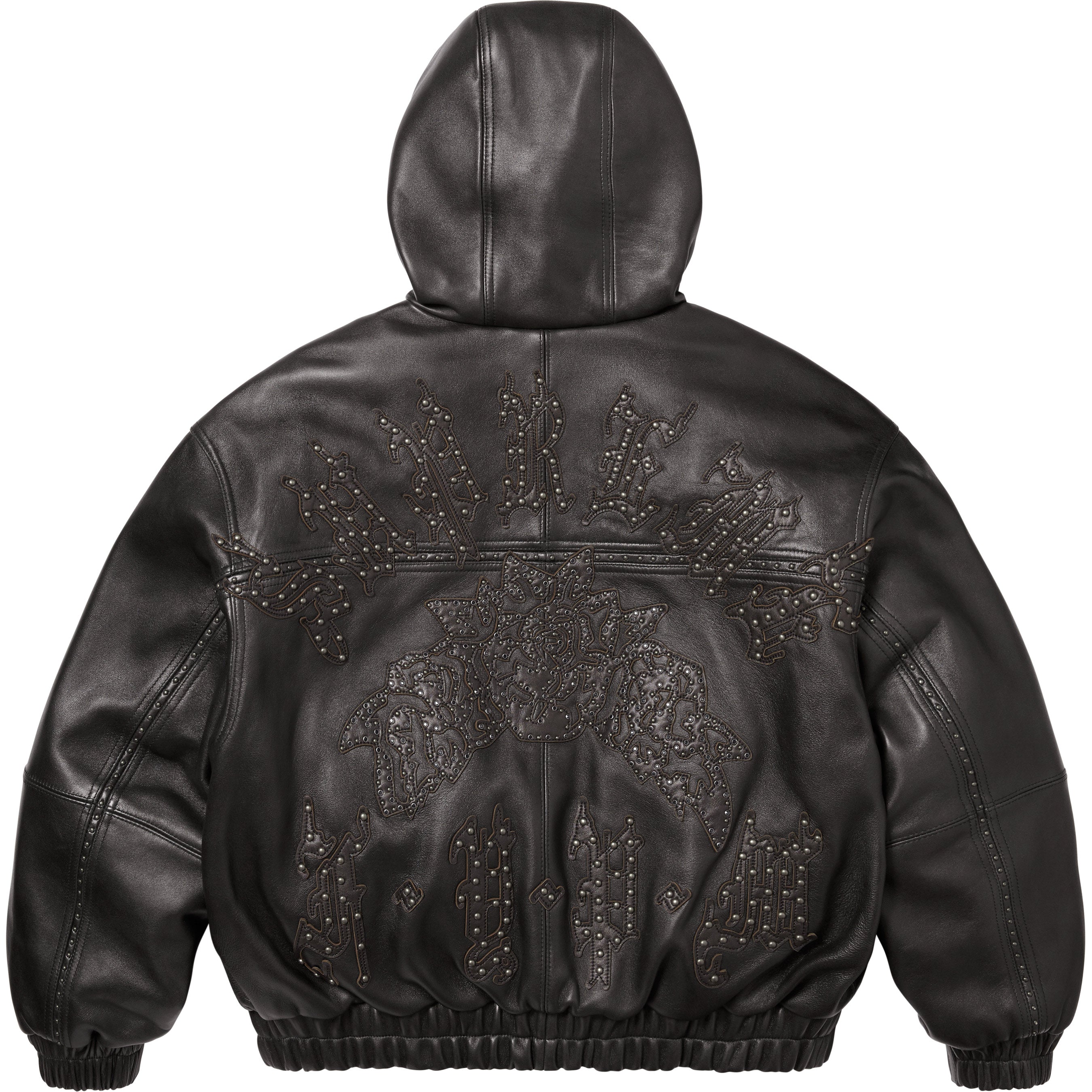 Studded Hooded Leather Jacket