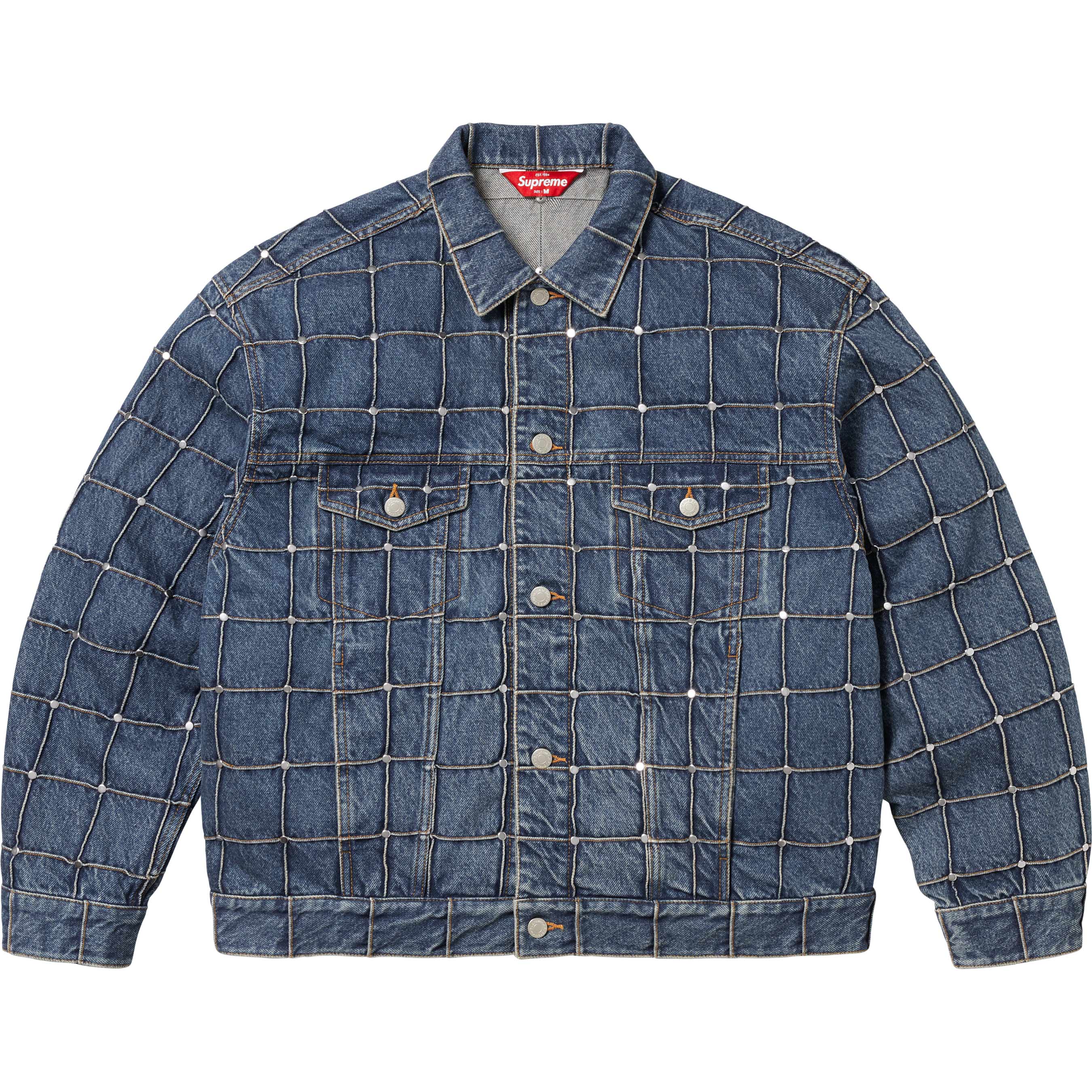 Studded Seam Denim Trucker Jacket
