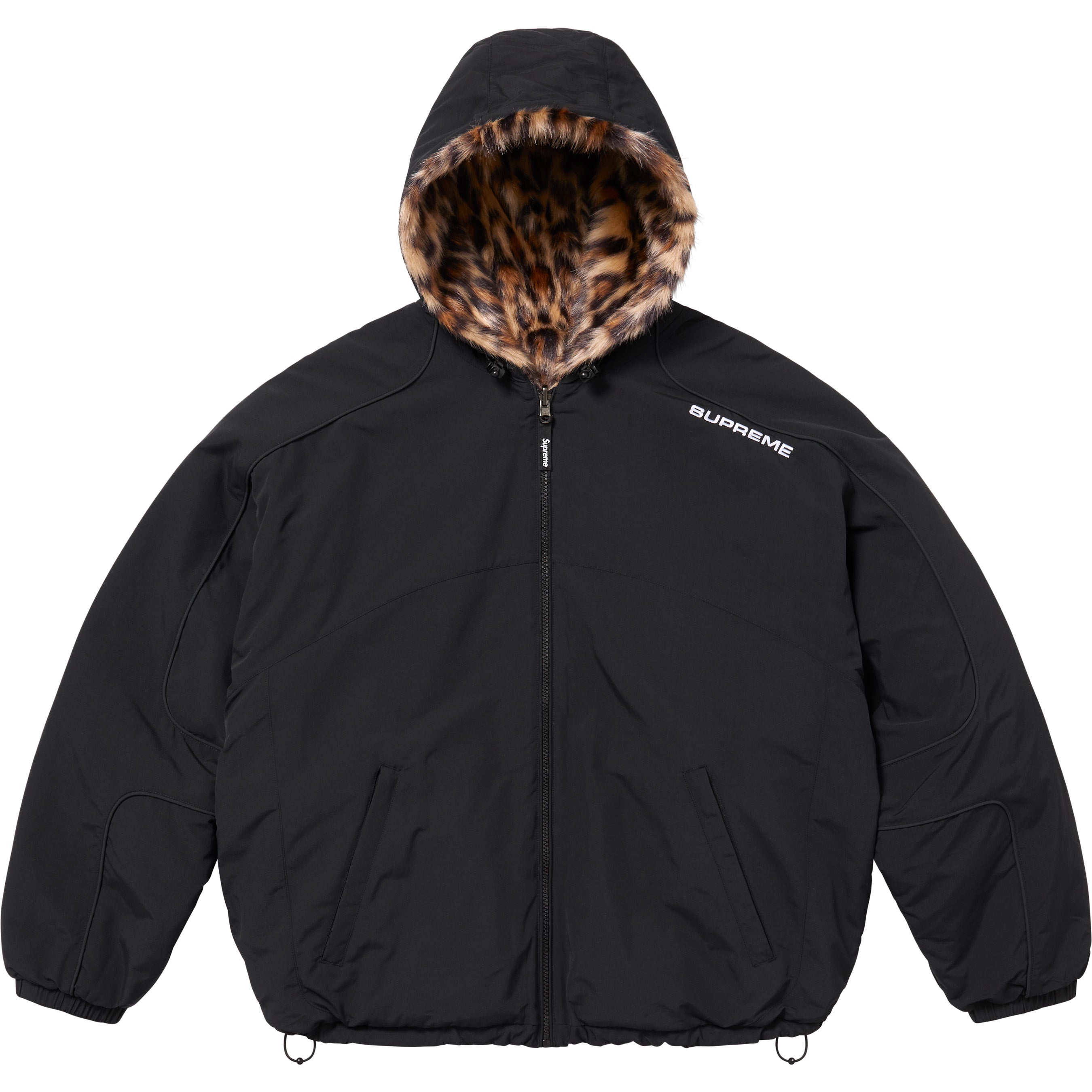 Faux Fur Reversible Hooded Track Jacket