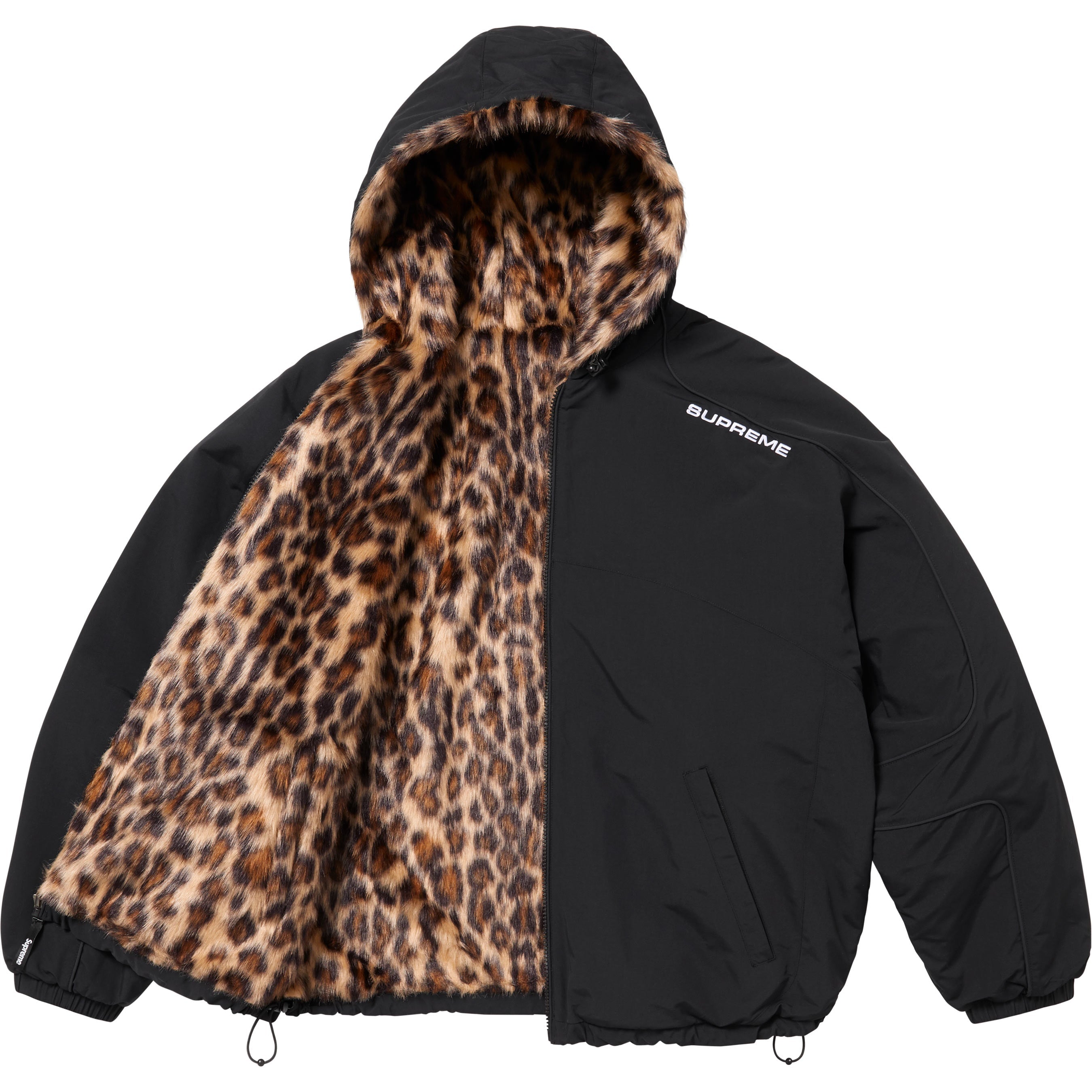 Faux Fur Reversible Hooded Track Jacket