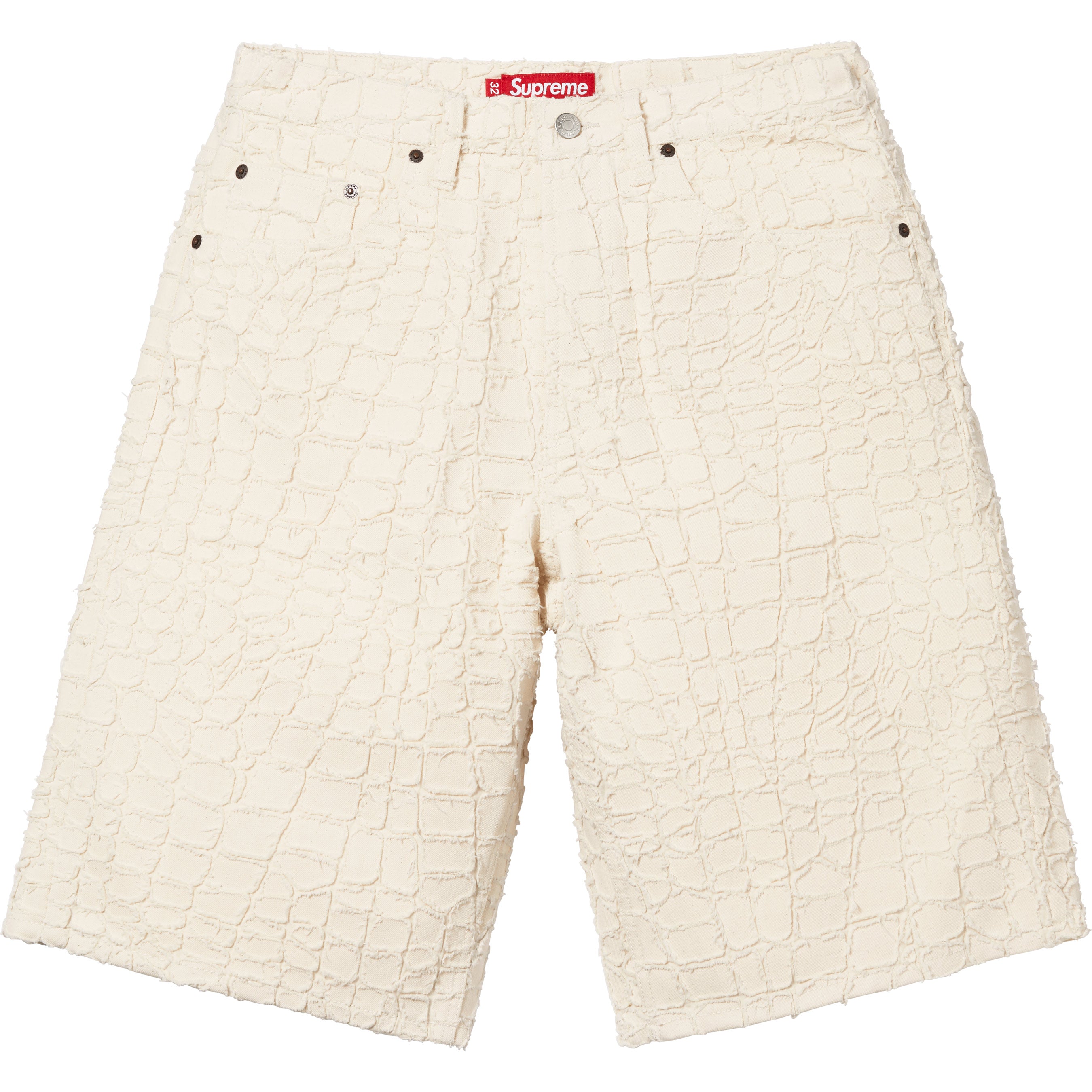 Frayed Croc Baggy Denim Short