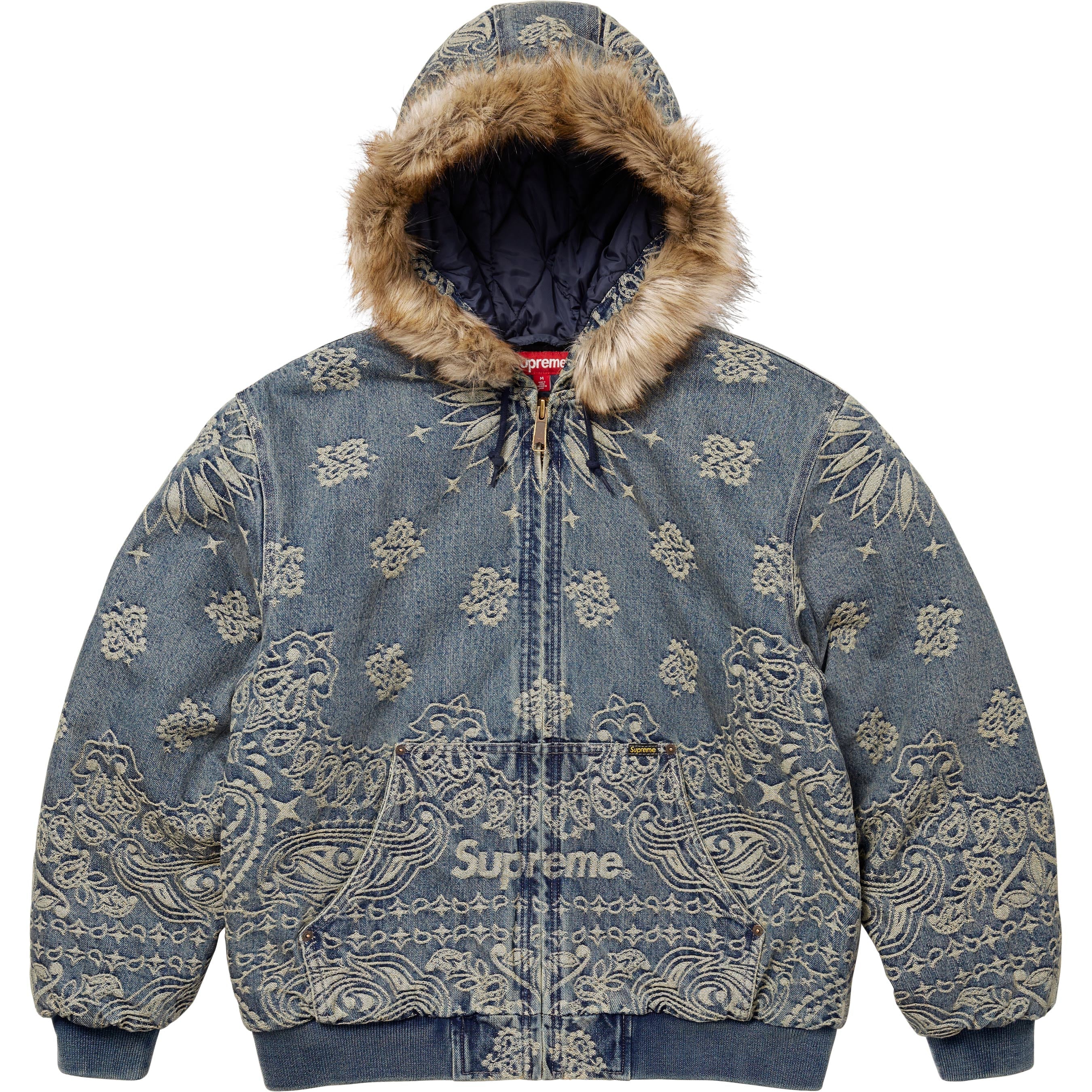 Bandana Jacquard Denim Hooded Work Jacket