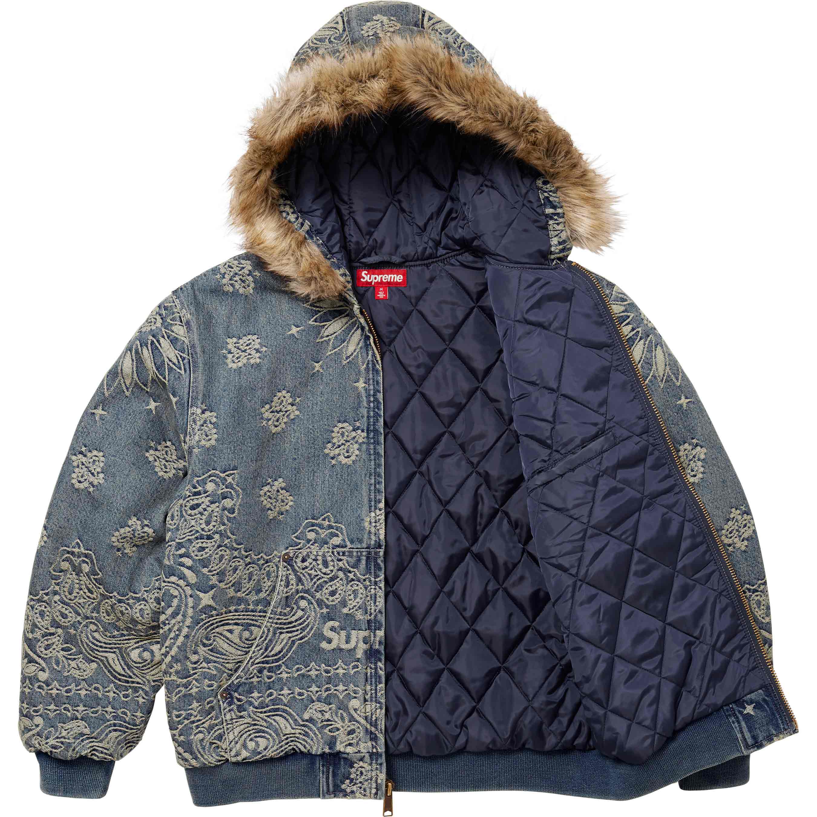 Bandana Jacquard Denim Hooded Work Jacket