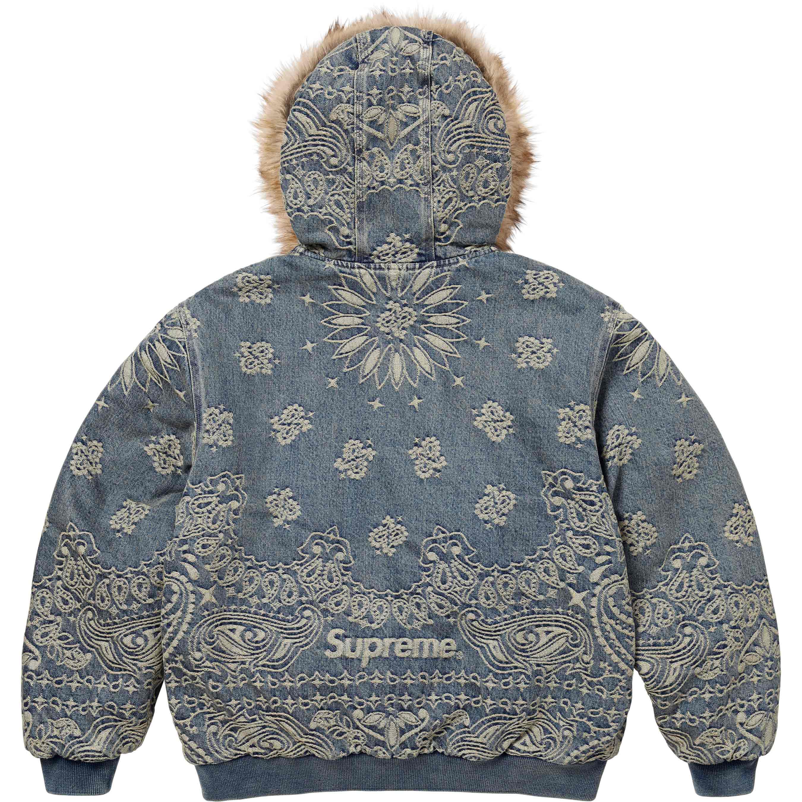Bandana Jacquard Denim Hooded Work Jacket