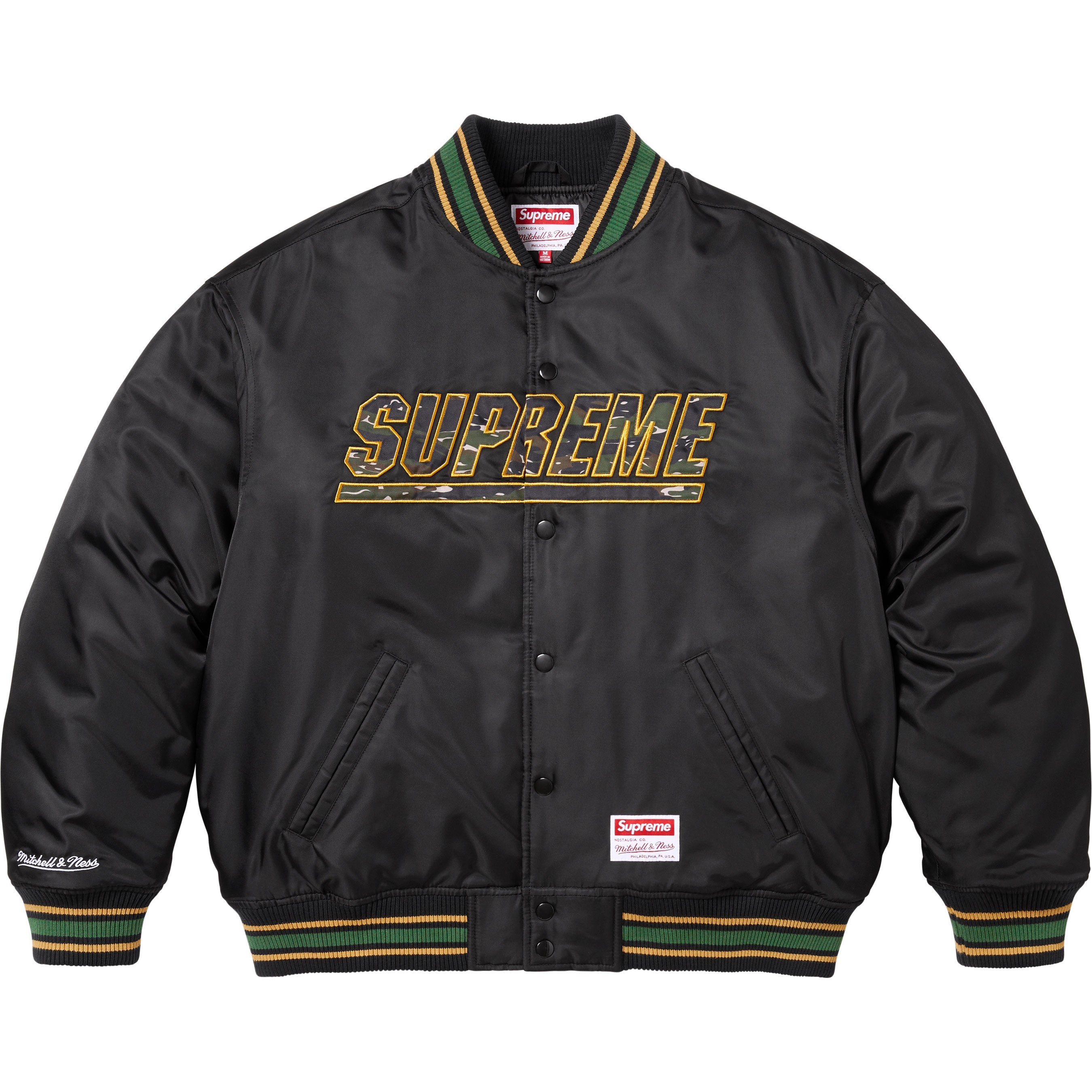 Supreme®/Mitchell & Ness® Camo Logo Varsity Jacket