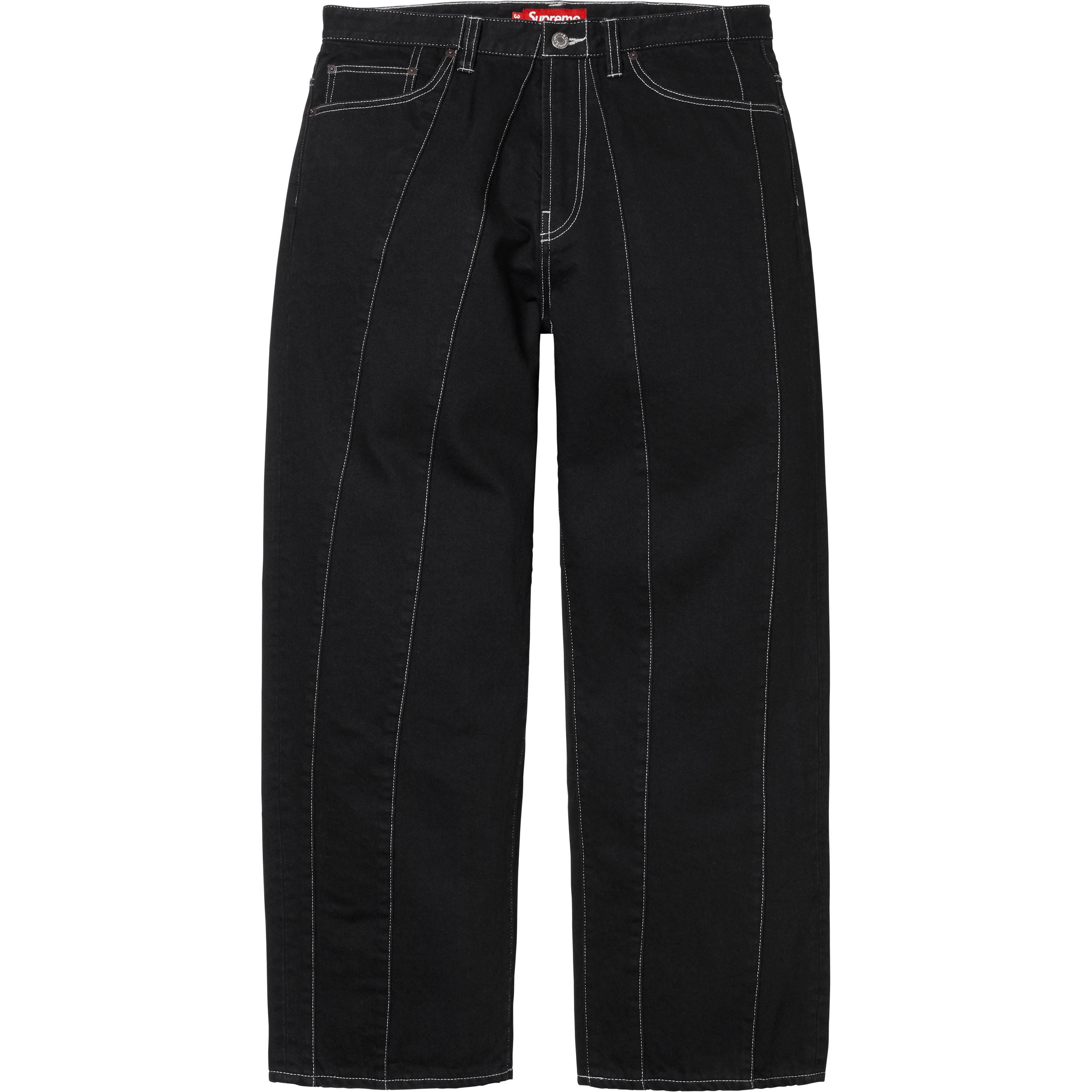 Paneled Stripe Baggy Jean