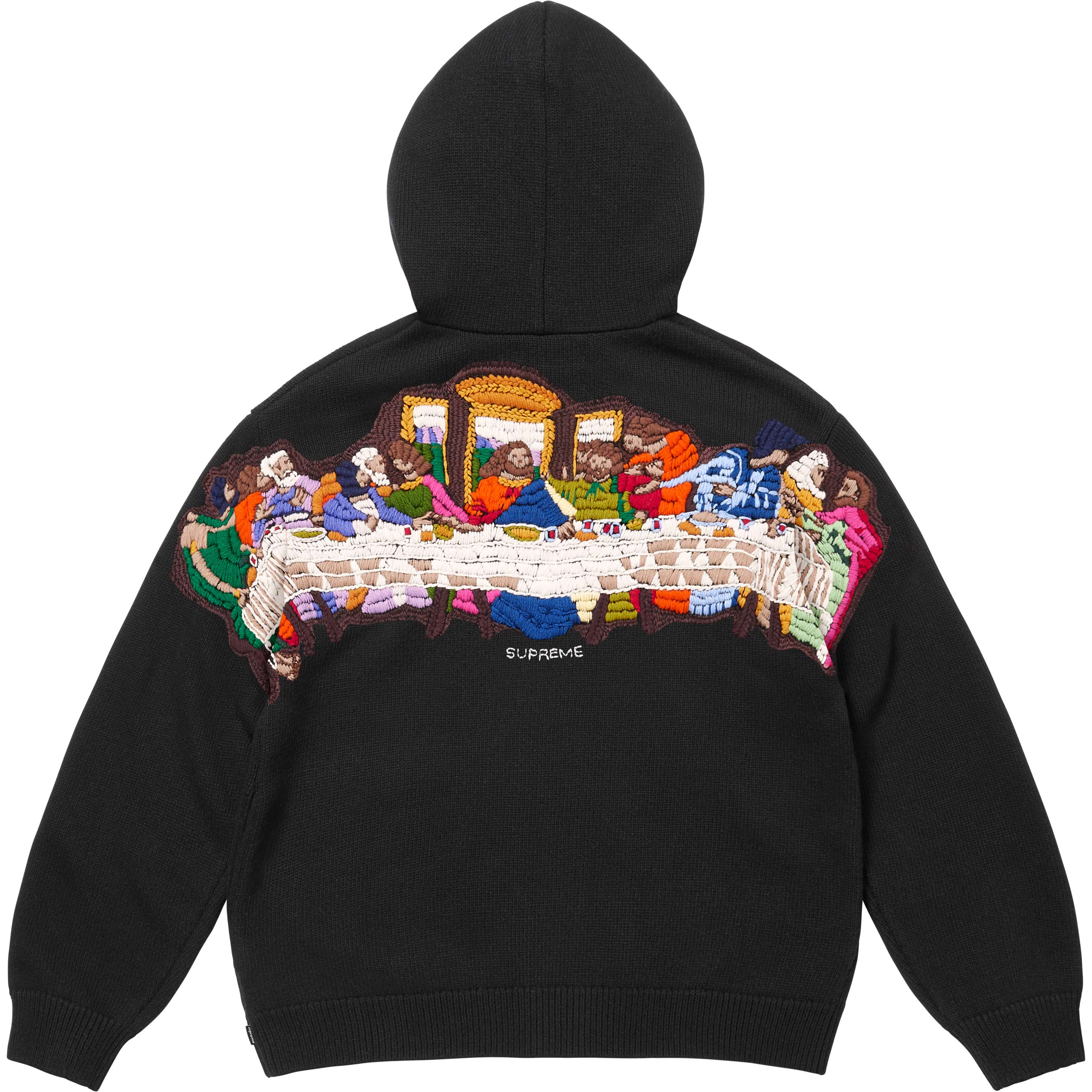Last Supper Embroidered Zip Up Hooded Sweater