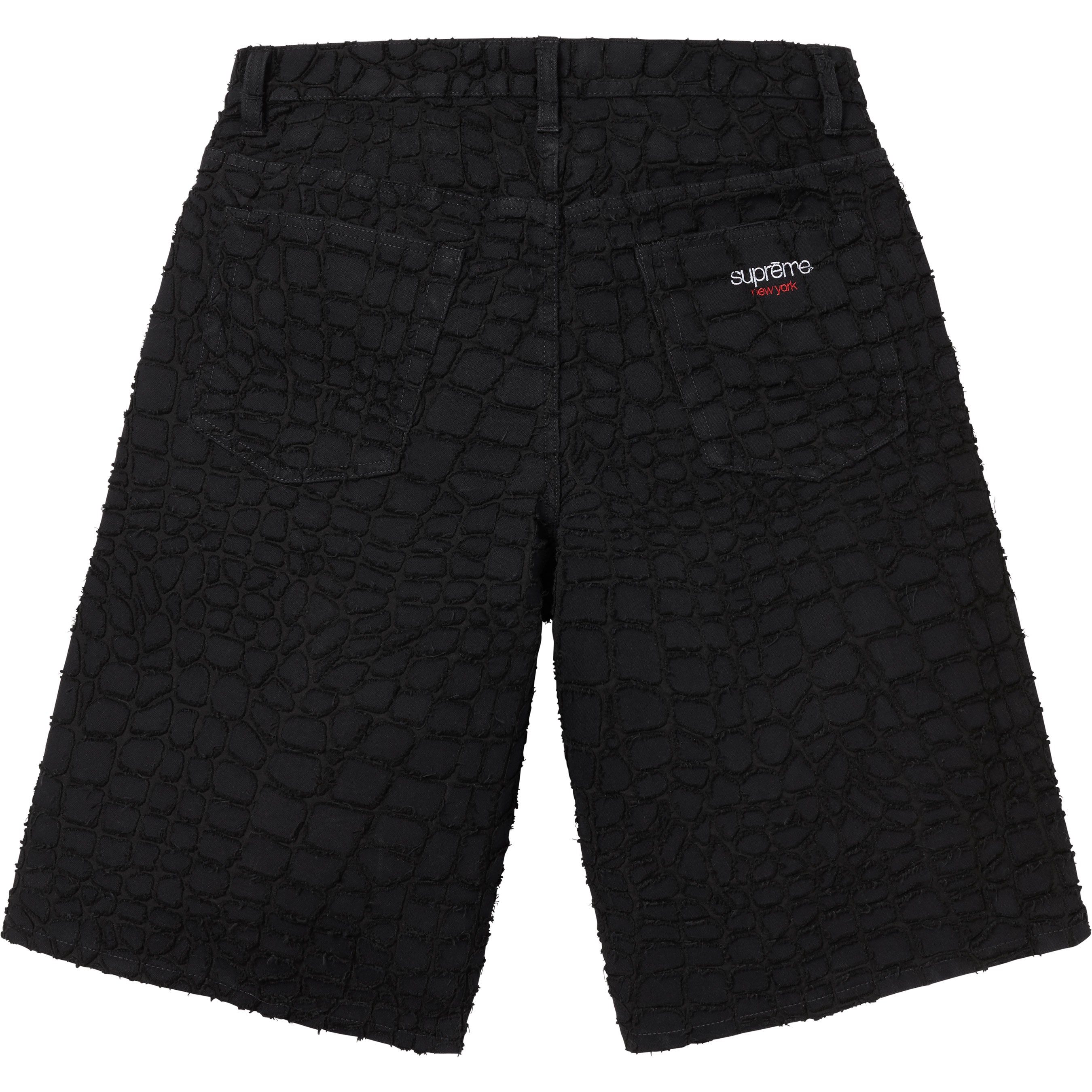 Frayed Croc Baggy Denim Short