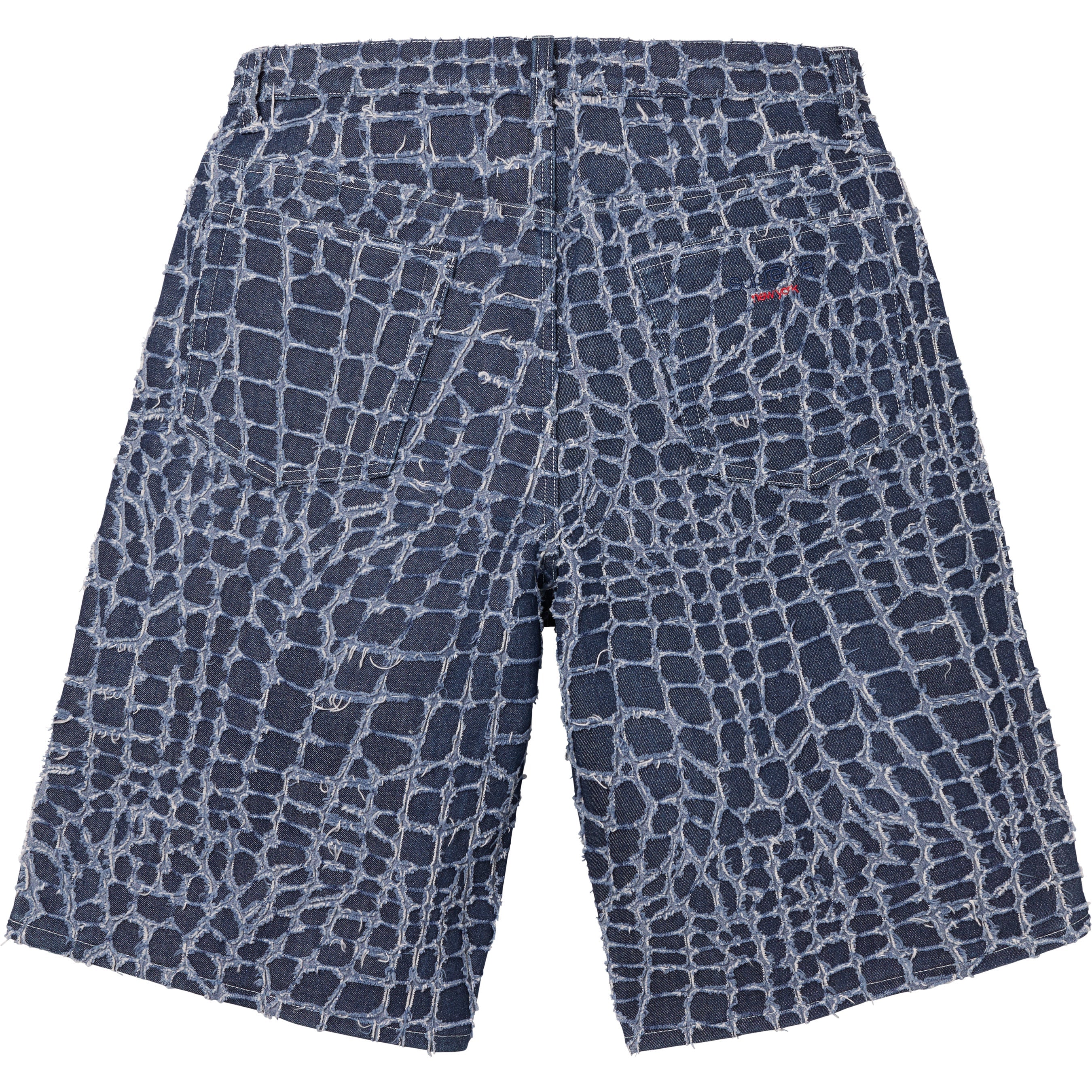 Frayed Croc Baggy Denim Short