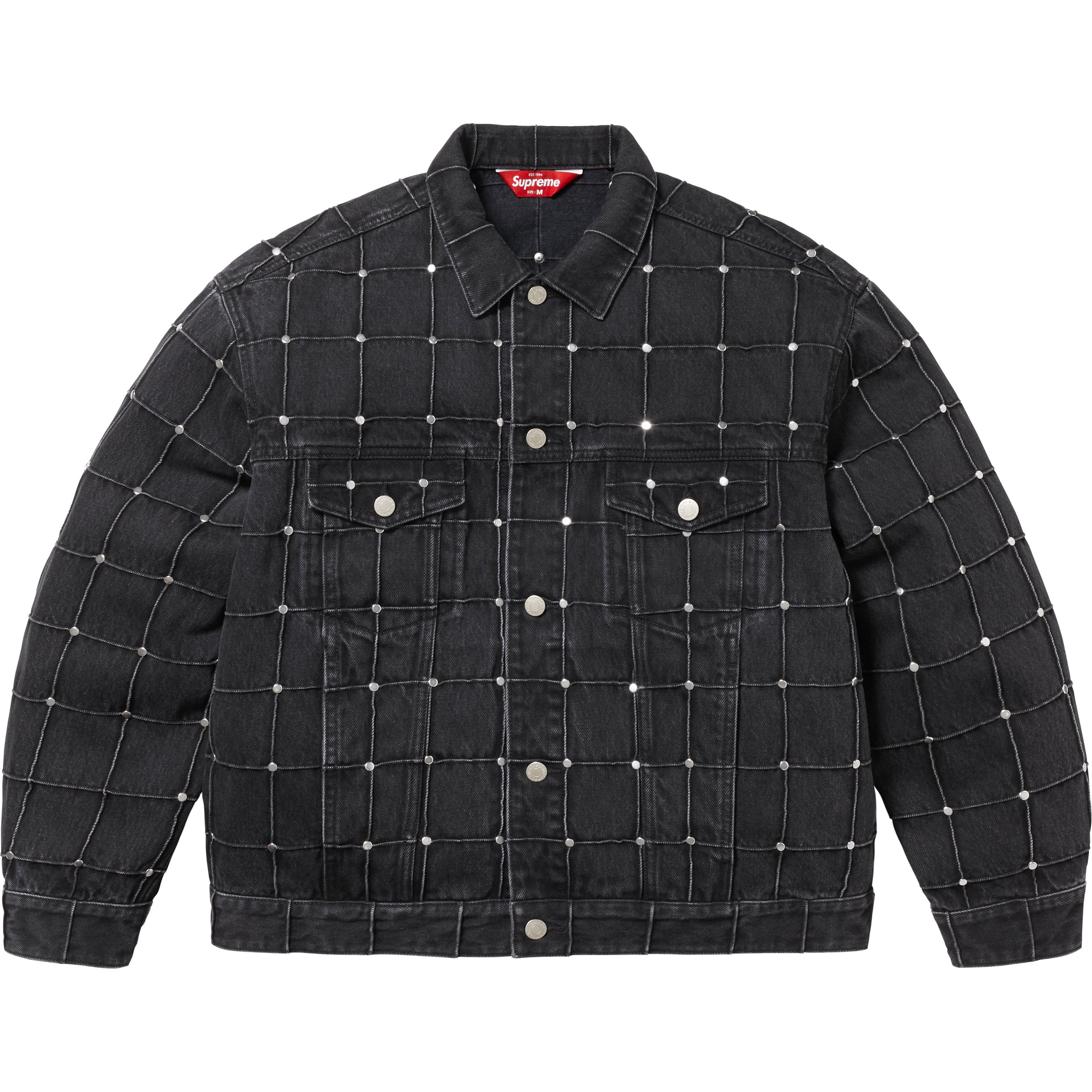 Studded Seam Denim Trucker Jacket
