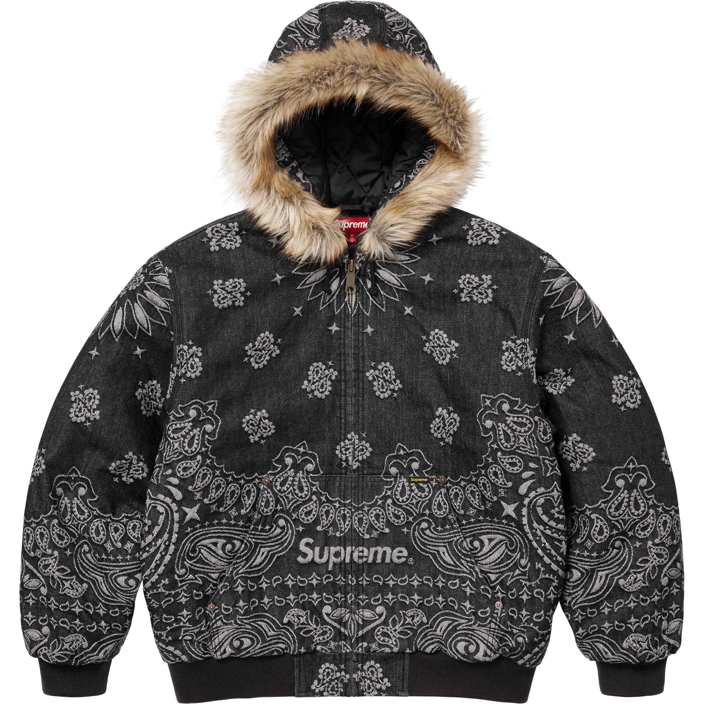 Bandana Jacquard Denim Hooded Work Jacket