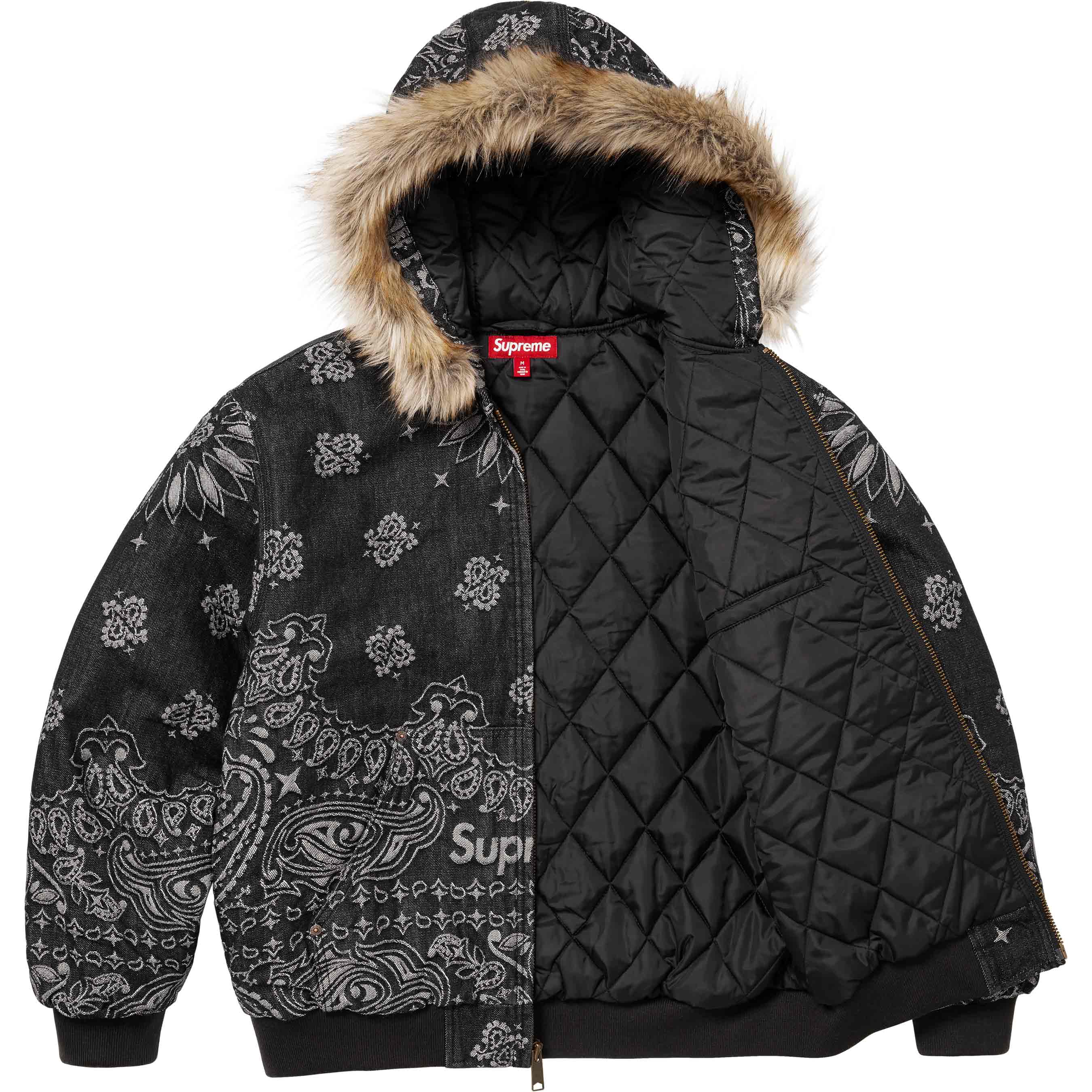Bandana Jacquard Denim Hooded Work Jacket
