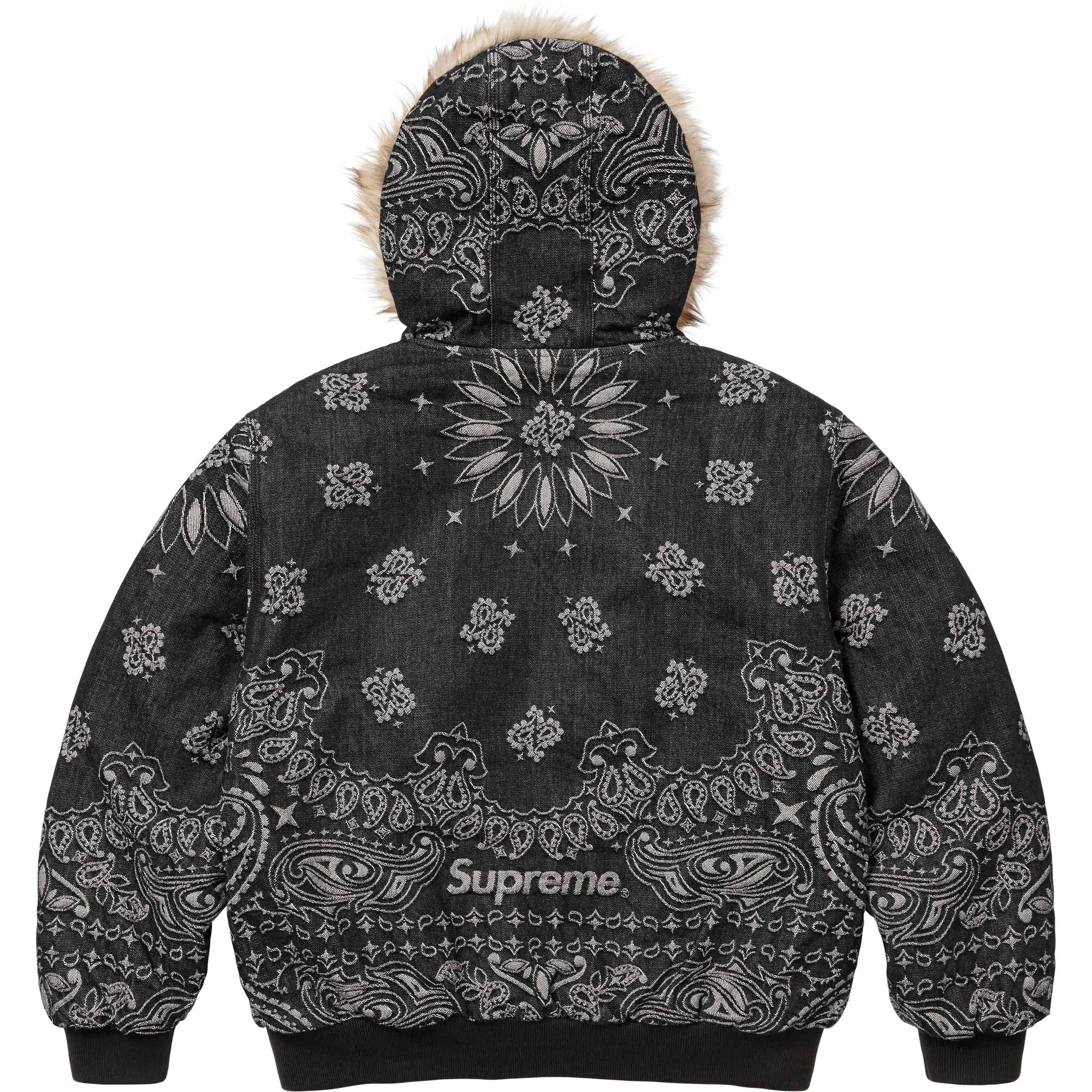 Bandana Jacquard Denim Hooded Work Jacket