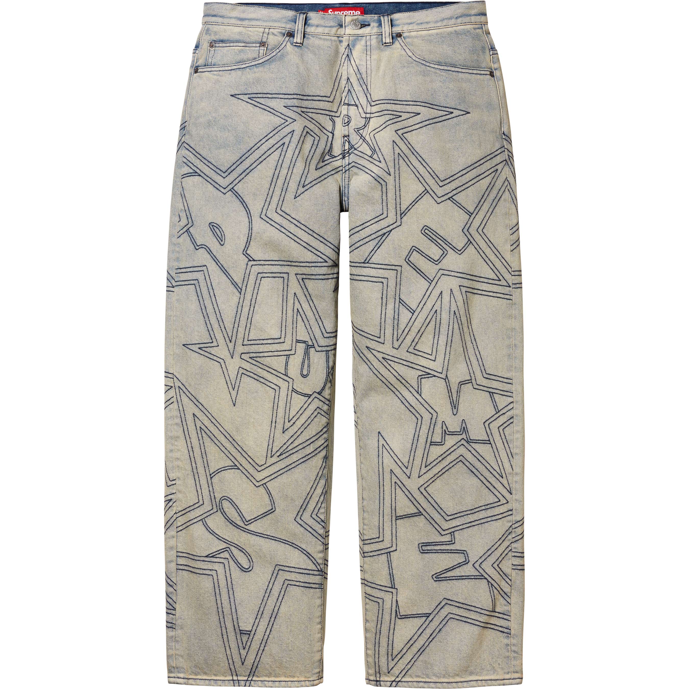 Stars Topstitch Baggy Jean