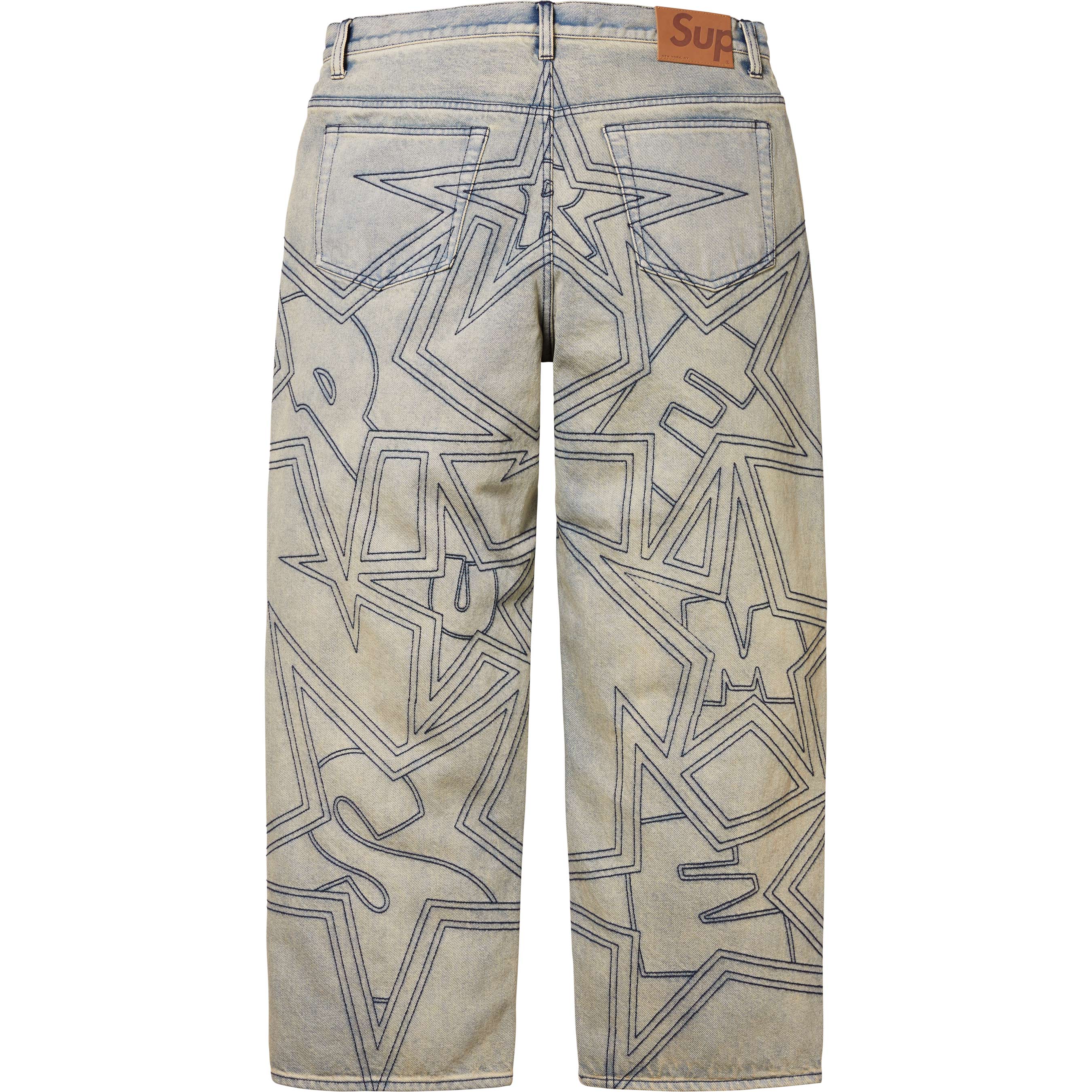 Stars Topstitch Baggy Jean