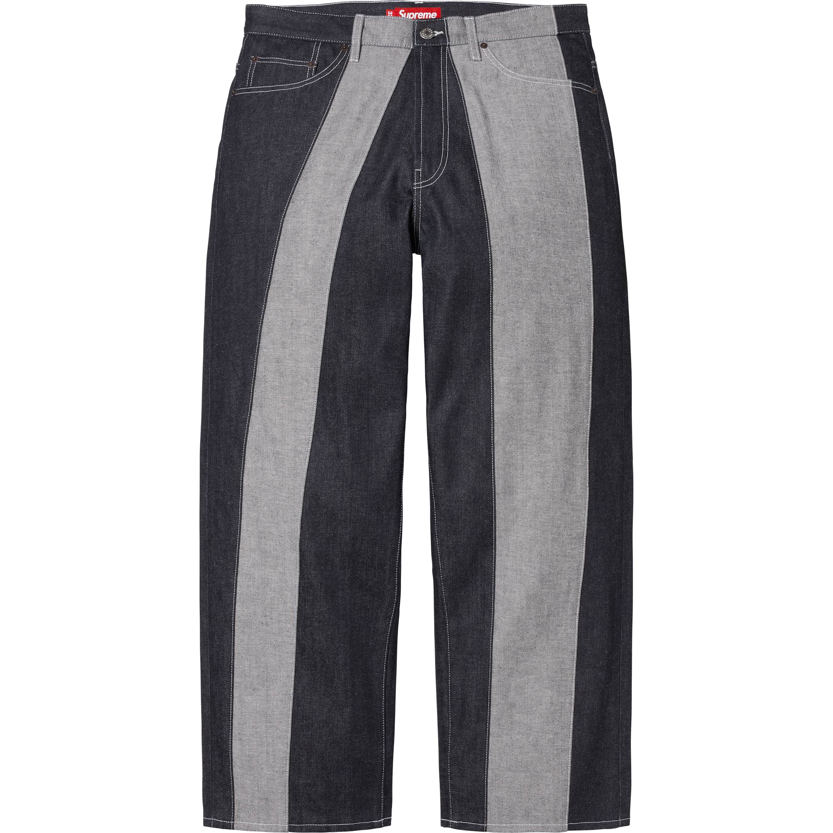 Paneled Stripe Baggy Jean
