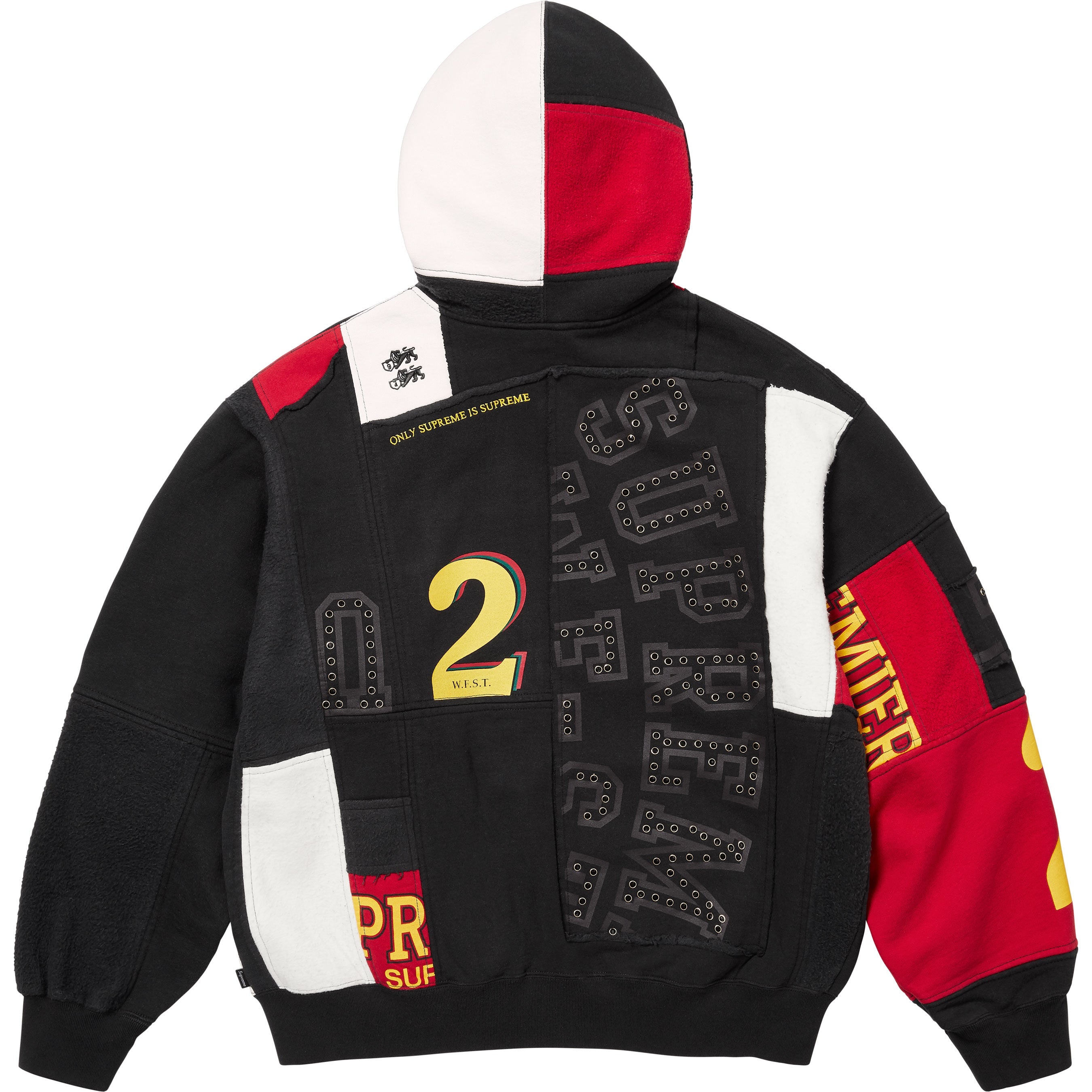 Patchwork Zip Up Hooded Sweatshirt