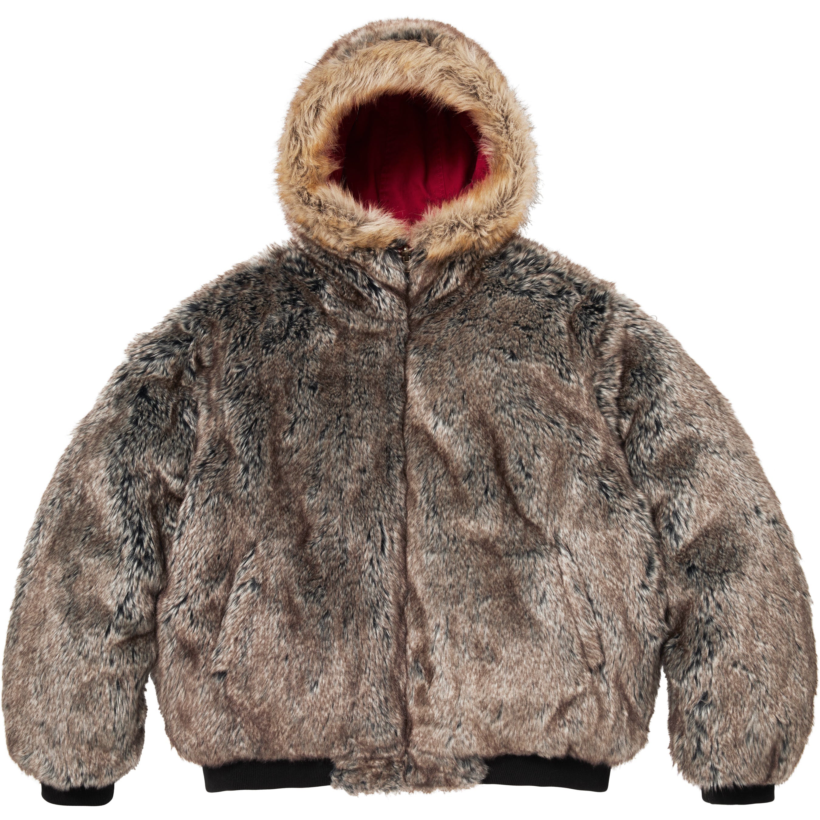 Reversible Faux Fur Hooded Work Jacket