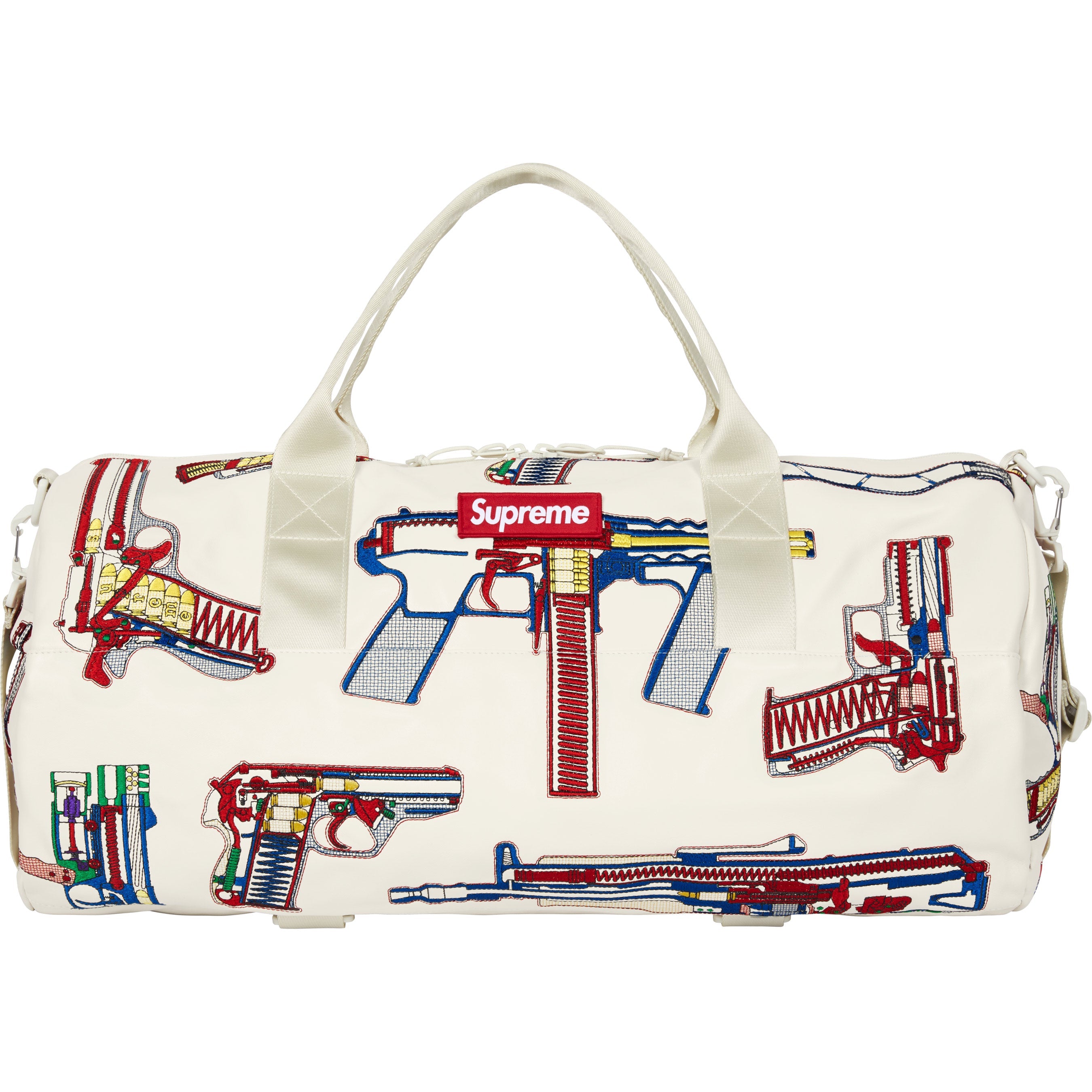 Guns Embroidered Leather Duffle Bag