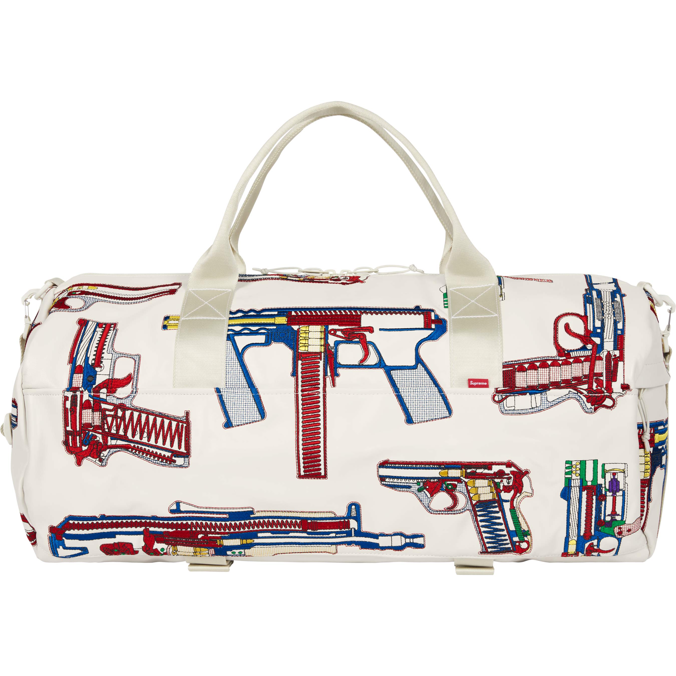 Guns Embroidered Leather Duffle Bag