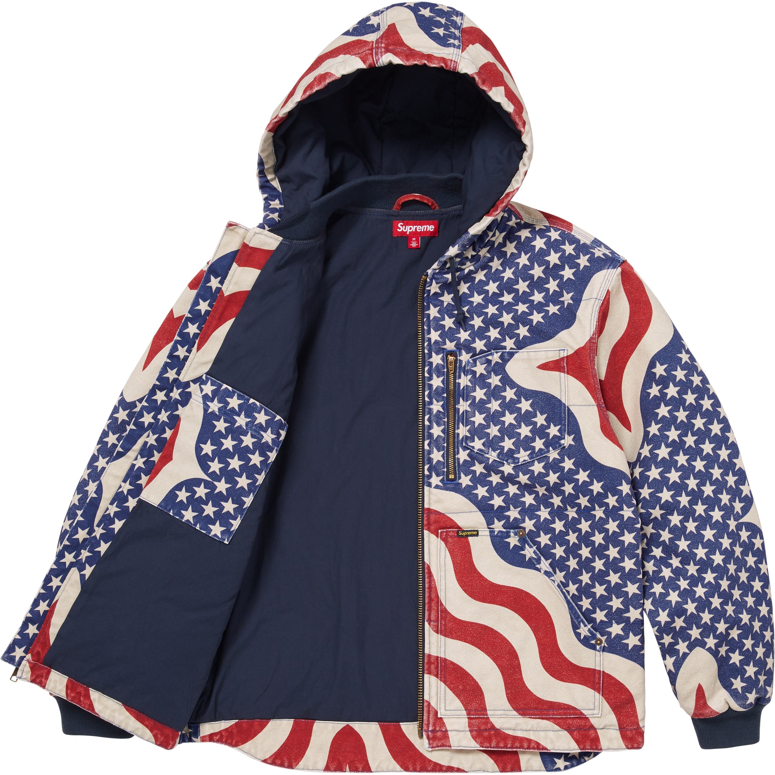 Flag Quilted Hooded Work Jacket