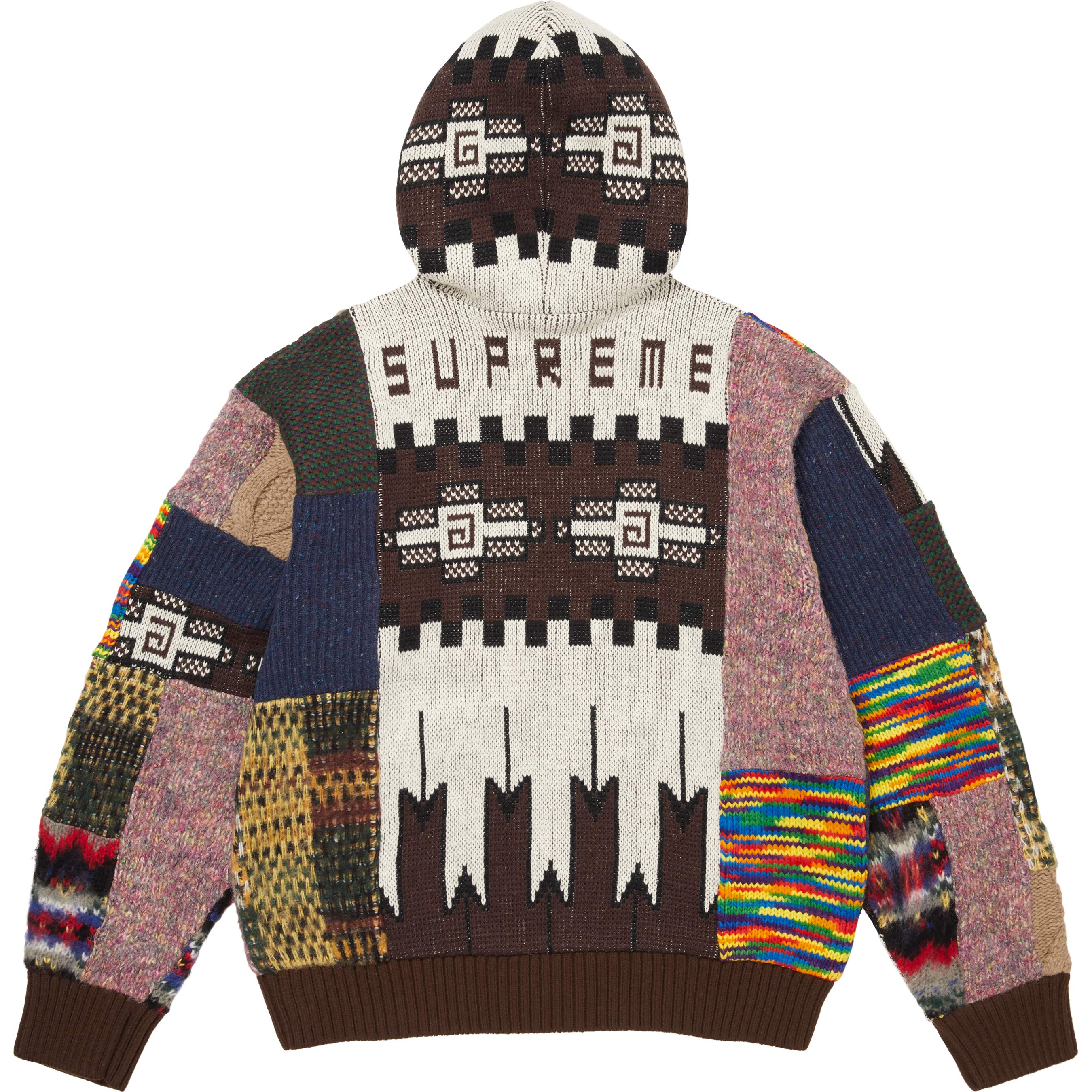 Patchwork Zip Up Hooded Sweater