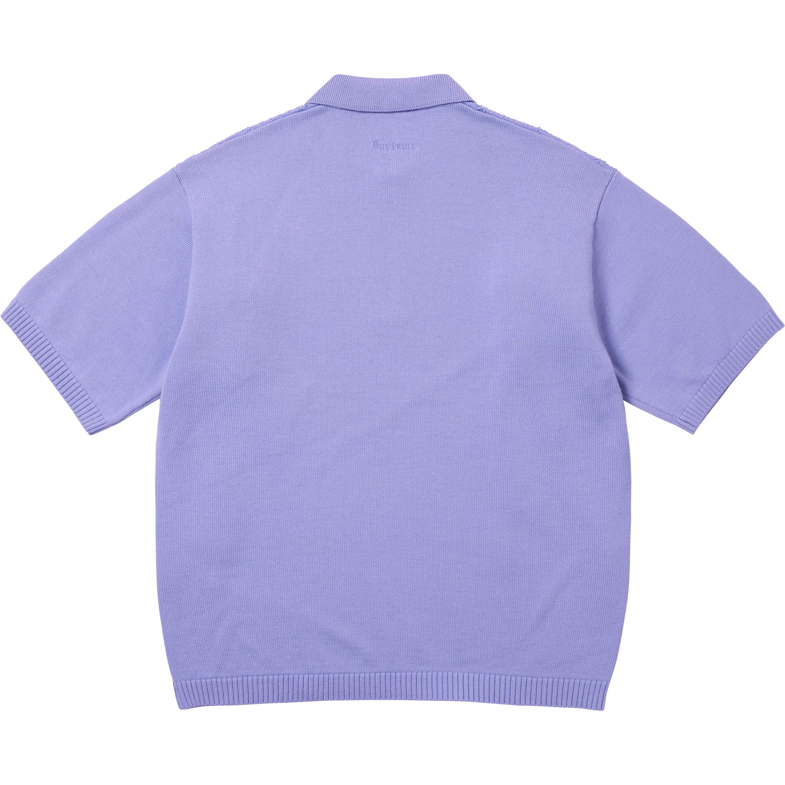 Beaded Zip S/S Polo Sweater