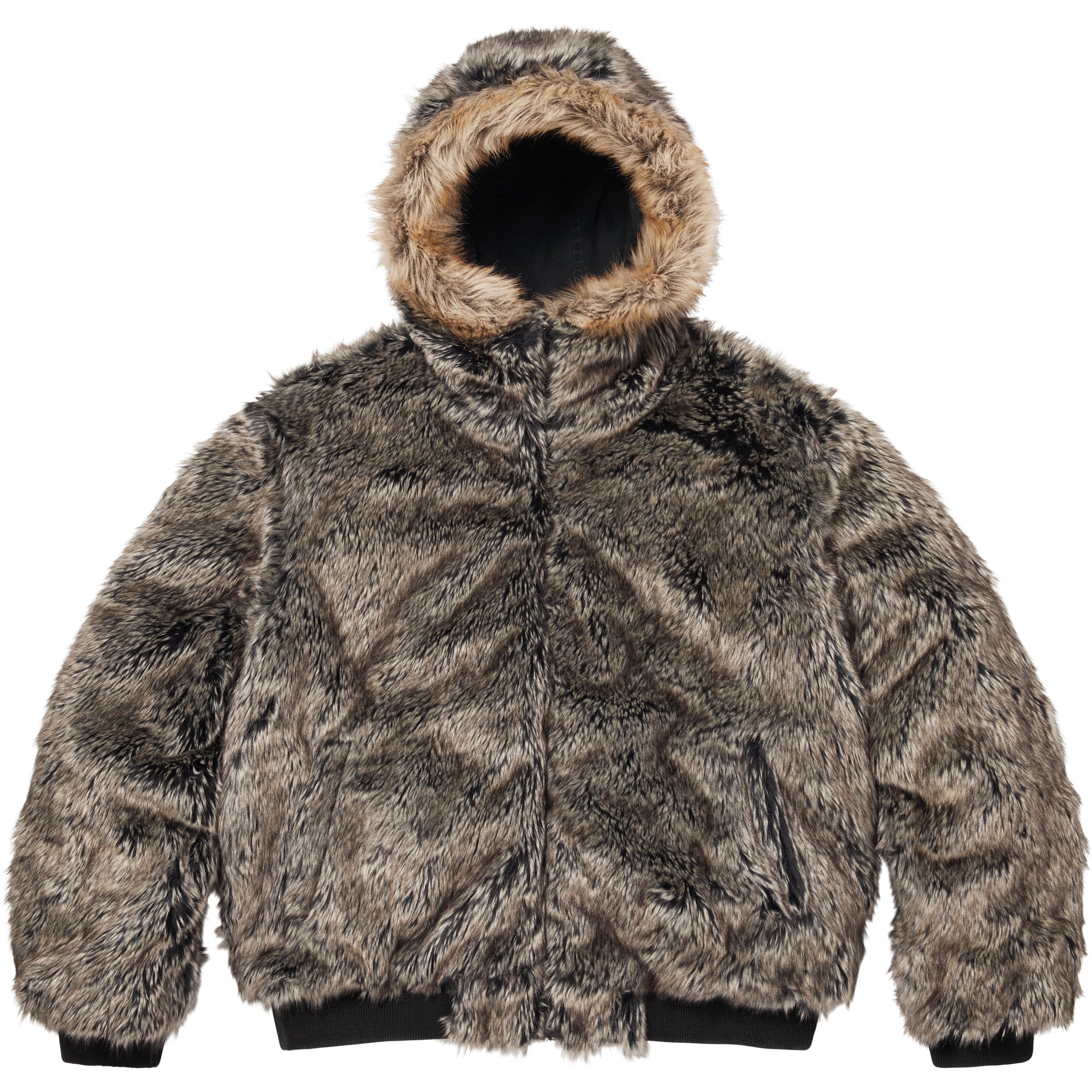 Reversible Faux Fur Hooded Work Jacket