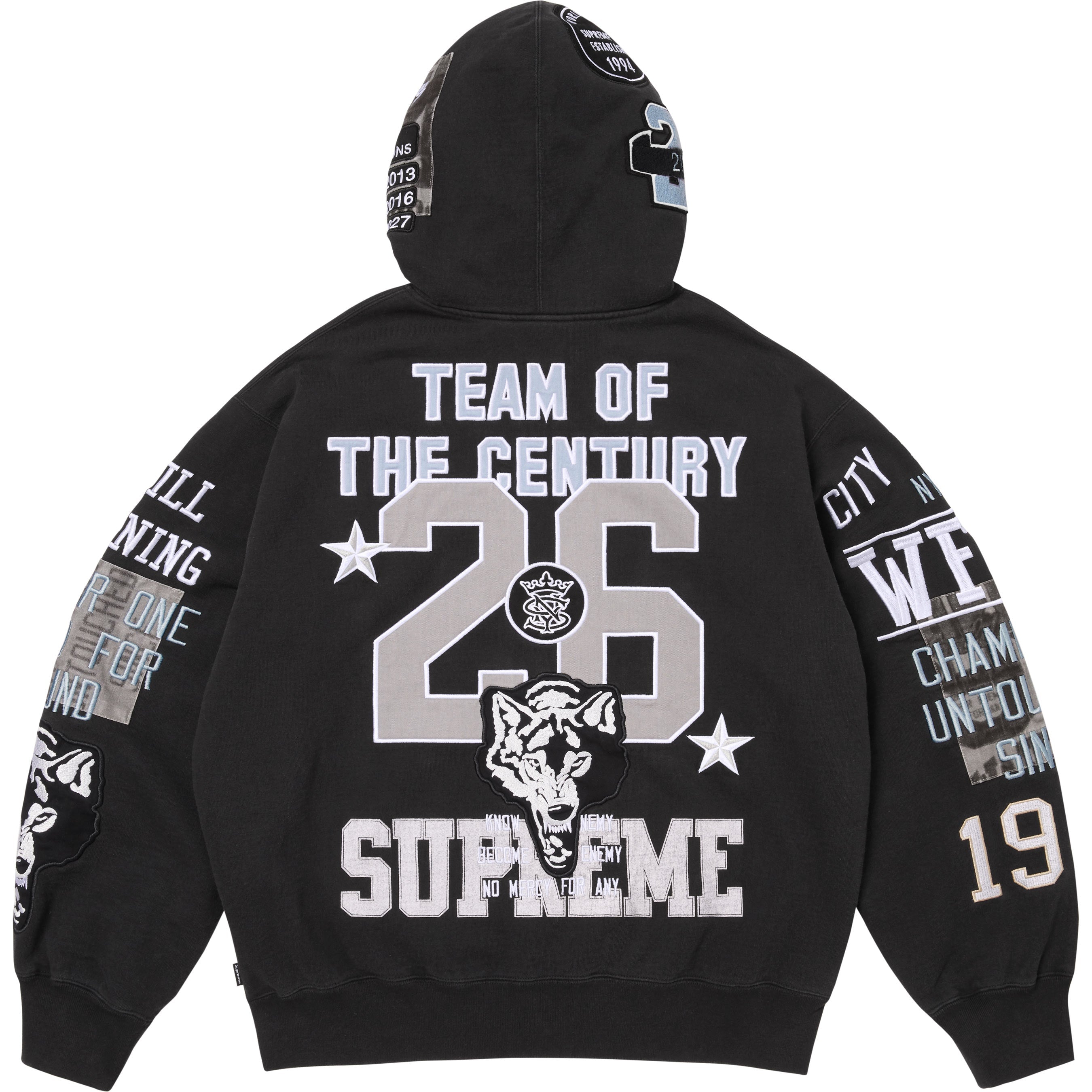 Warriors Appliqué Zip Up Hooded Sweatshirt