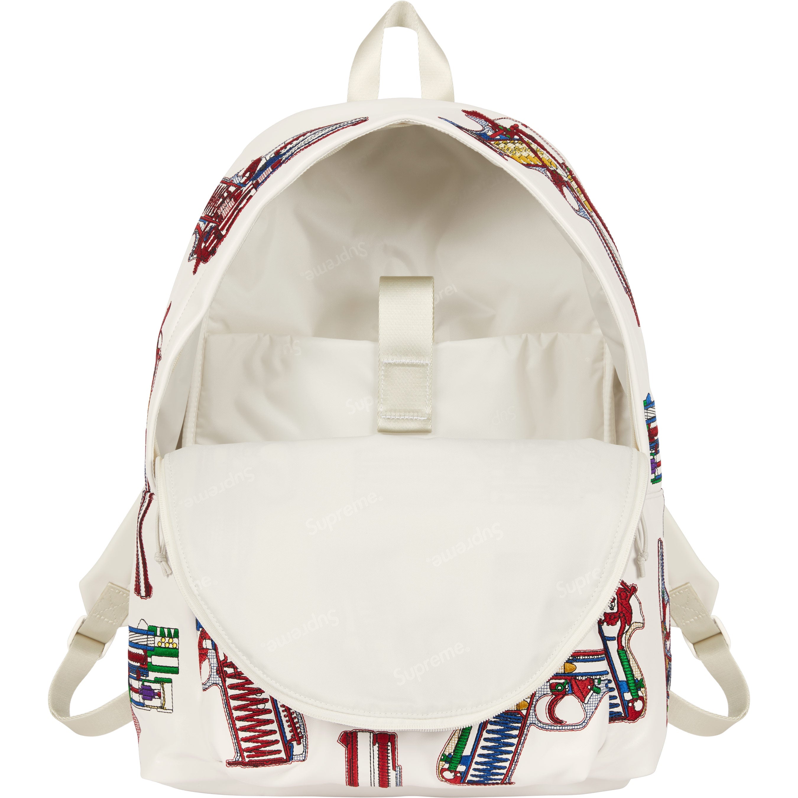 Guns Embroidered Leather Backpack