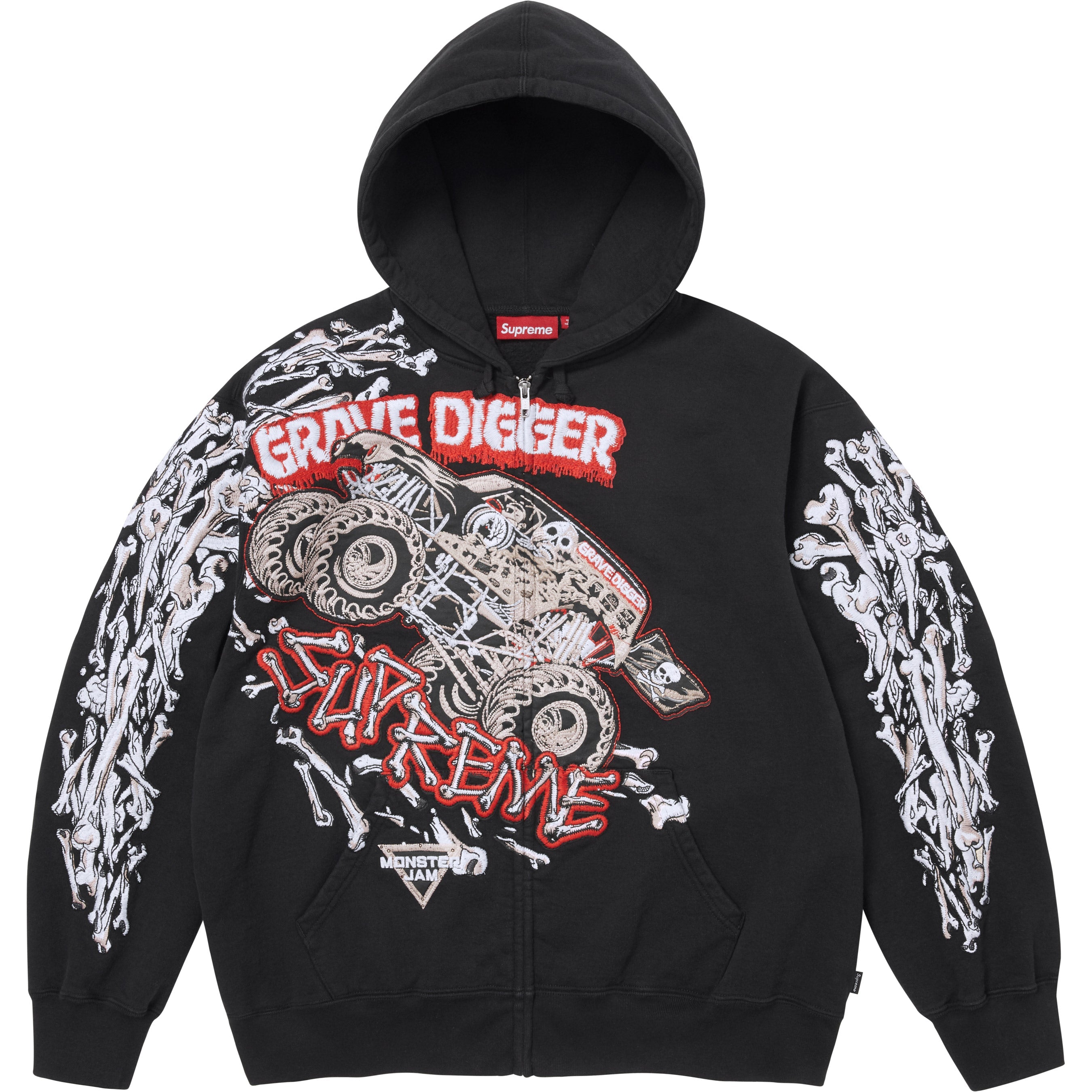 Monster Jam™ Grave Digger™ Bones Zip Up Hooded Sweatshirt