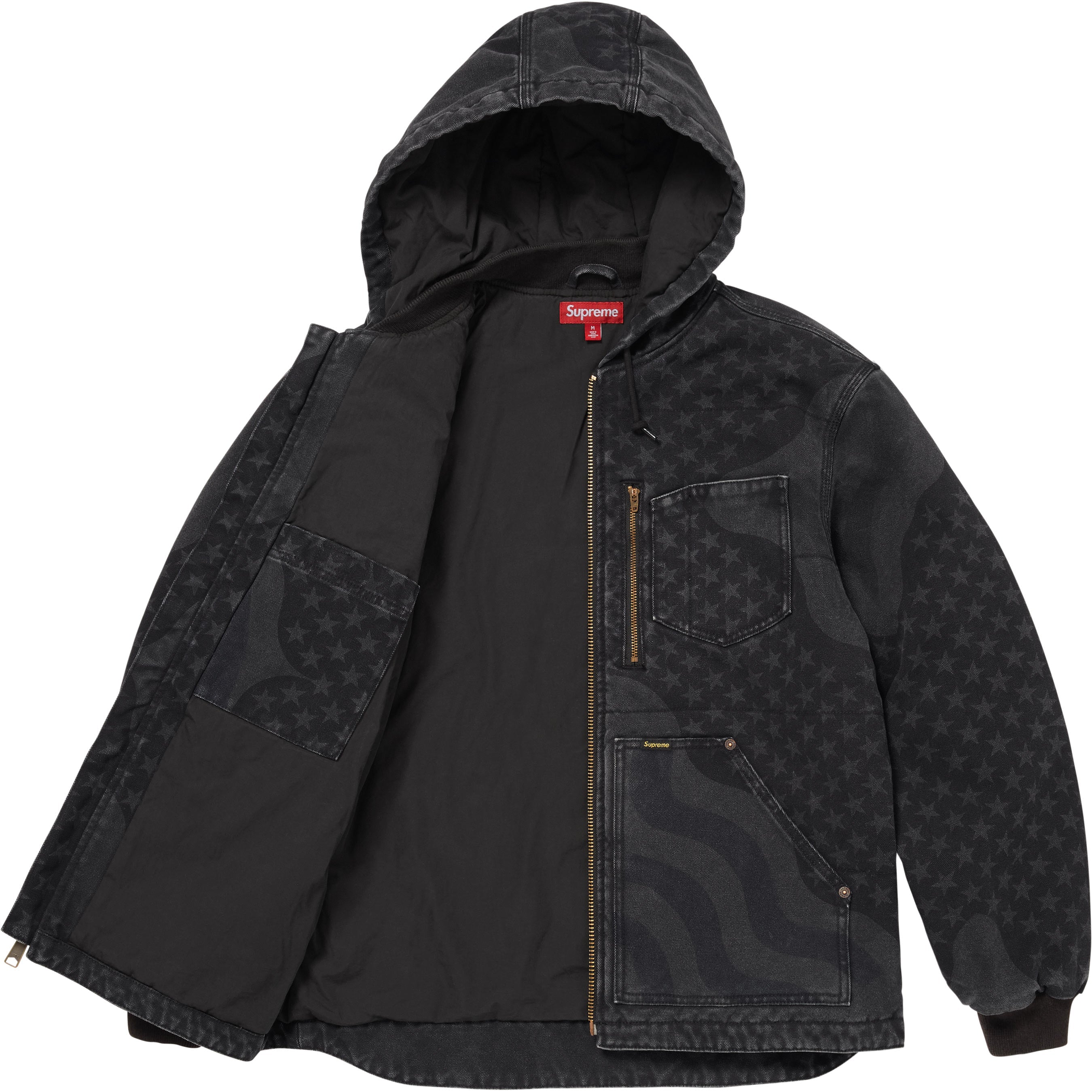 Flag Quilted Hooded Work Jacket