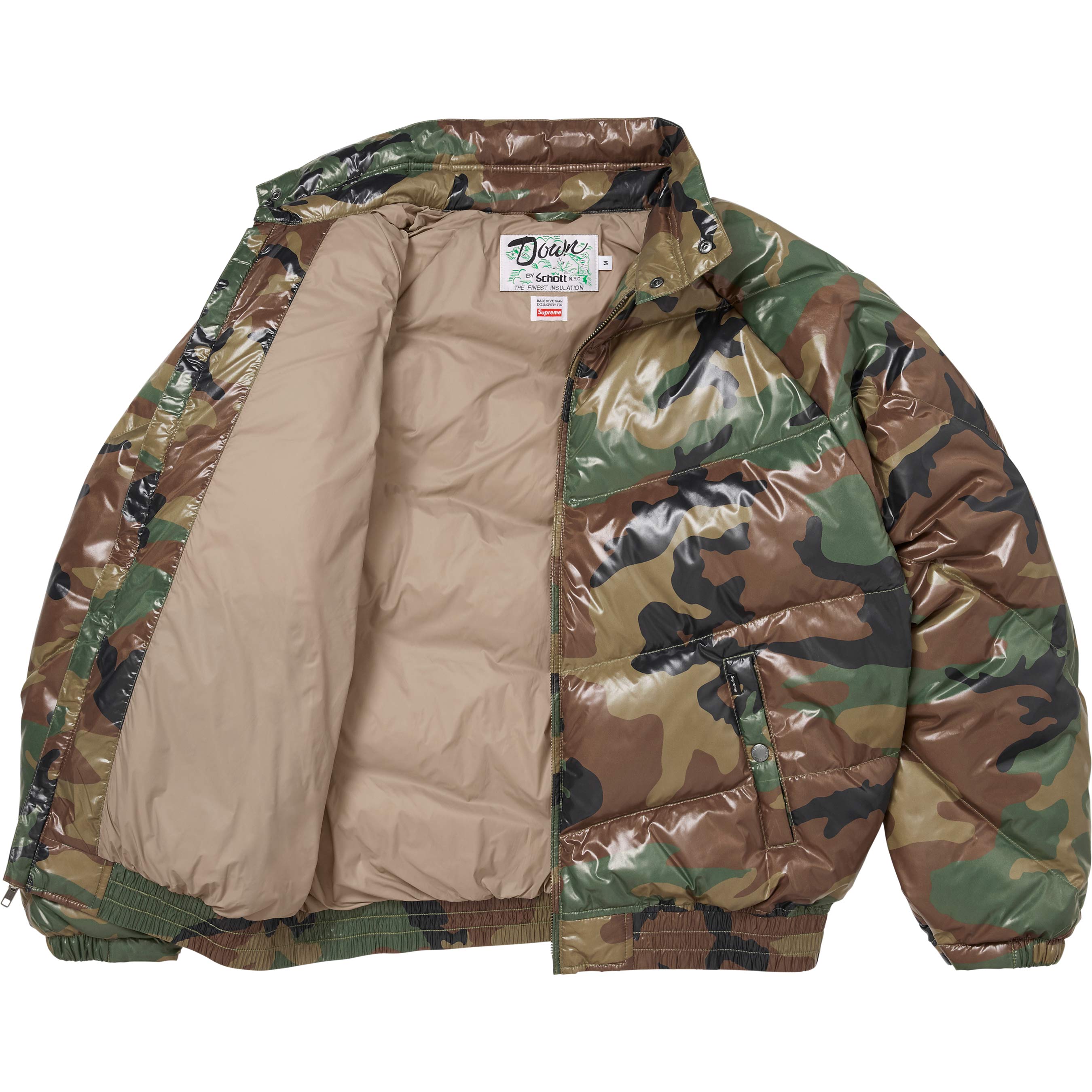 Supreme®/Schott® Glossy Lightweight Down Puffer Jacket