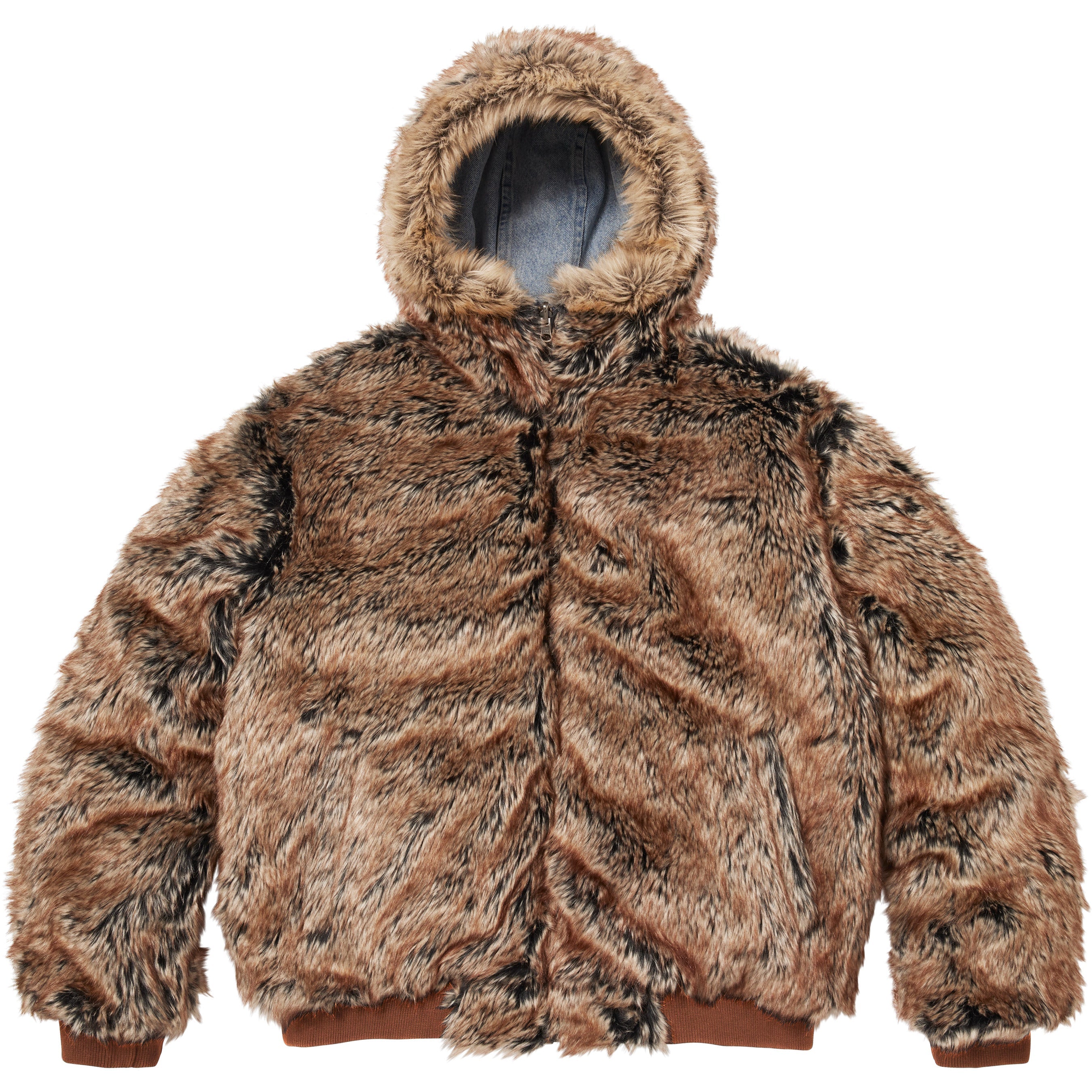 Reversible Faux Fur Hooded Work Jacket