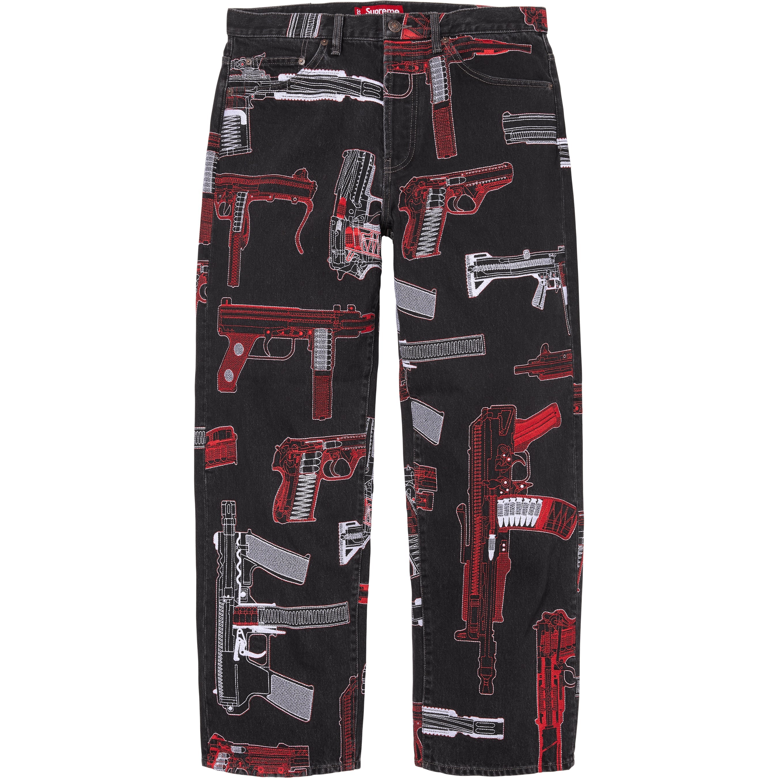 Guns Embroidered Loose Fit Jean