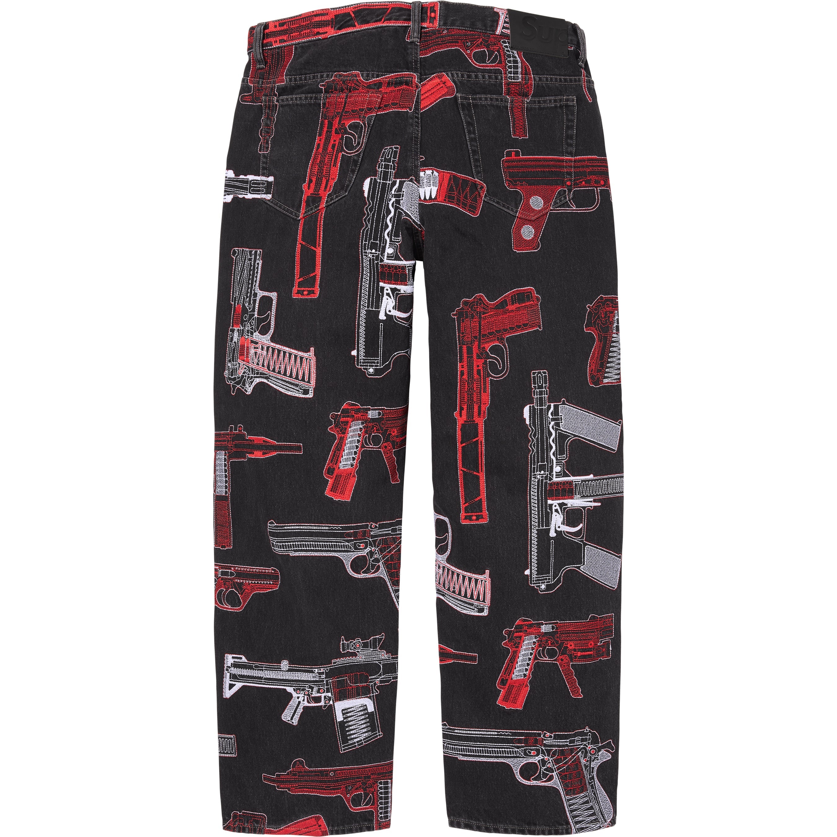 Guns Embroidered Loose Fit Jean