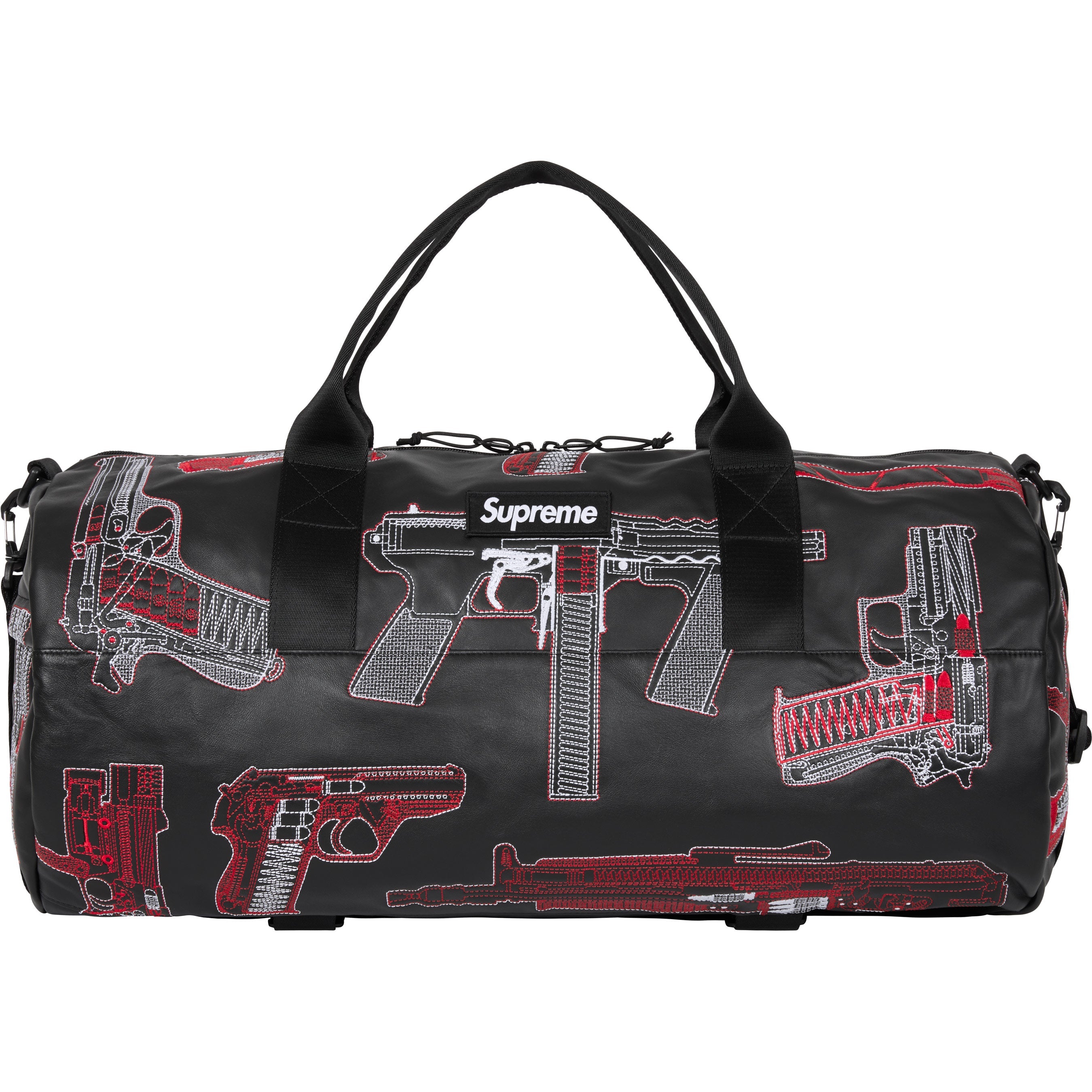 Guns Embroidered Leather Duffle Bag