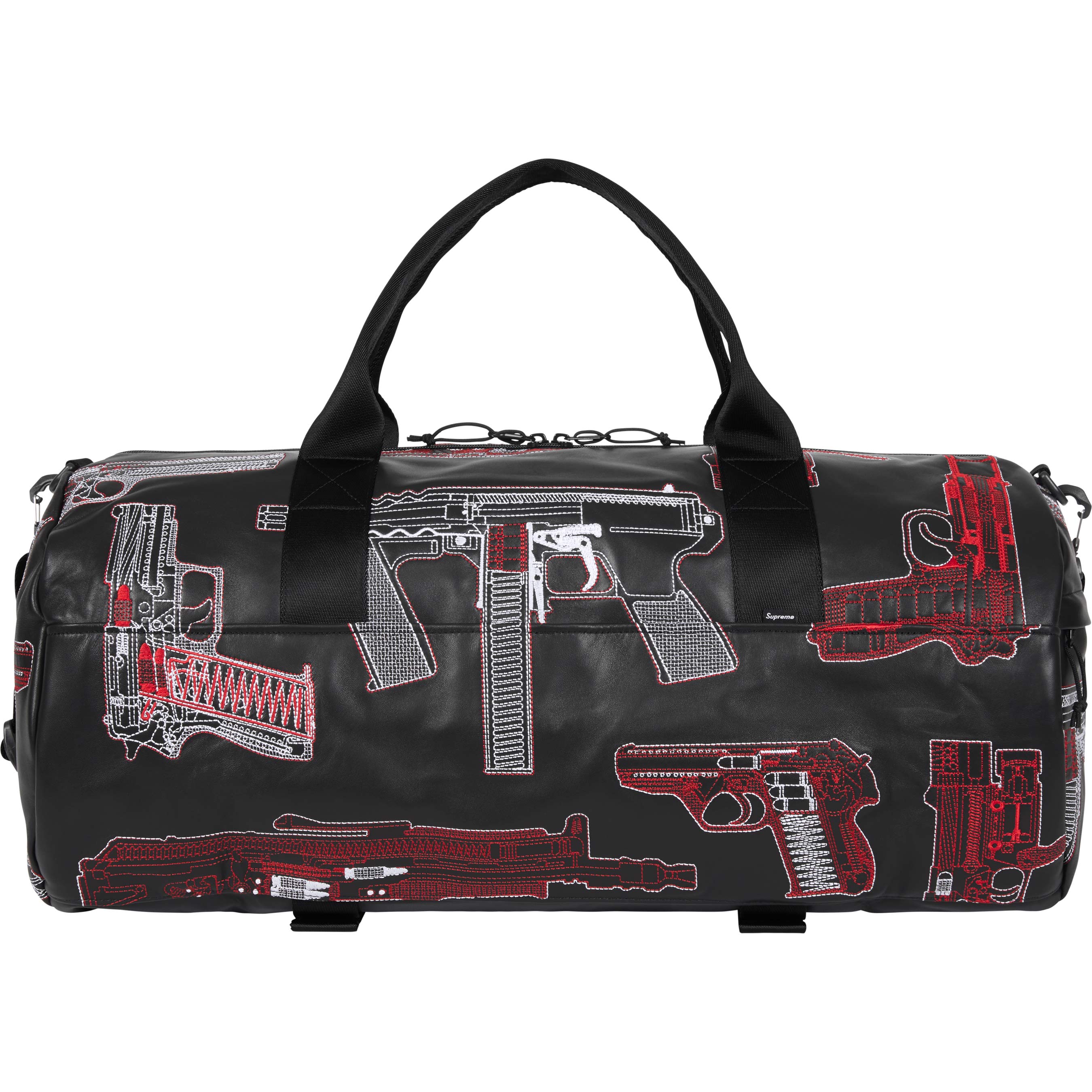 Guns Embroidered Leather Duffle Bag