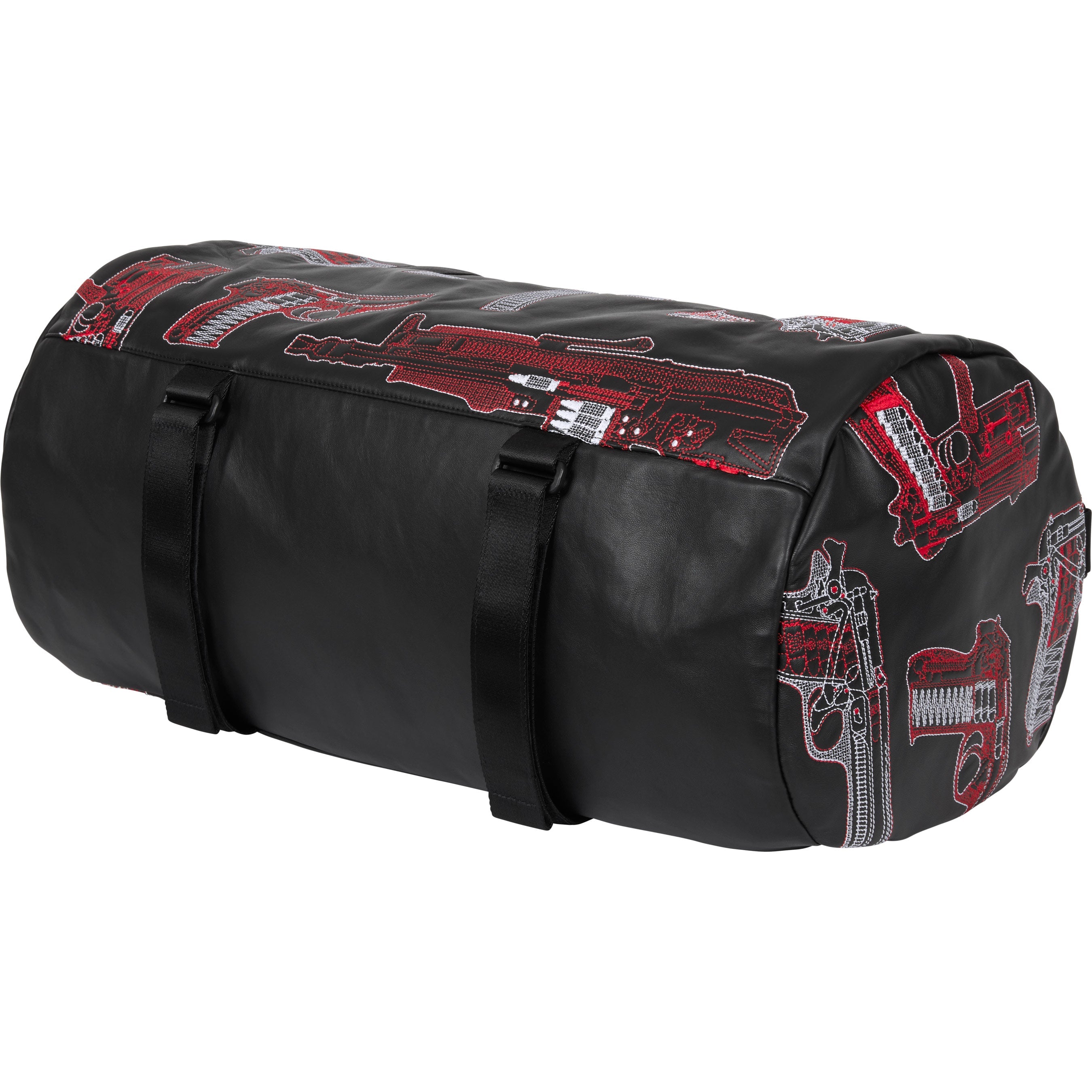 Guns Embroidered Leather Duffle Bag