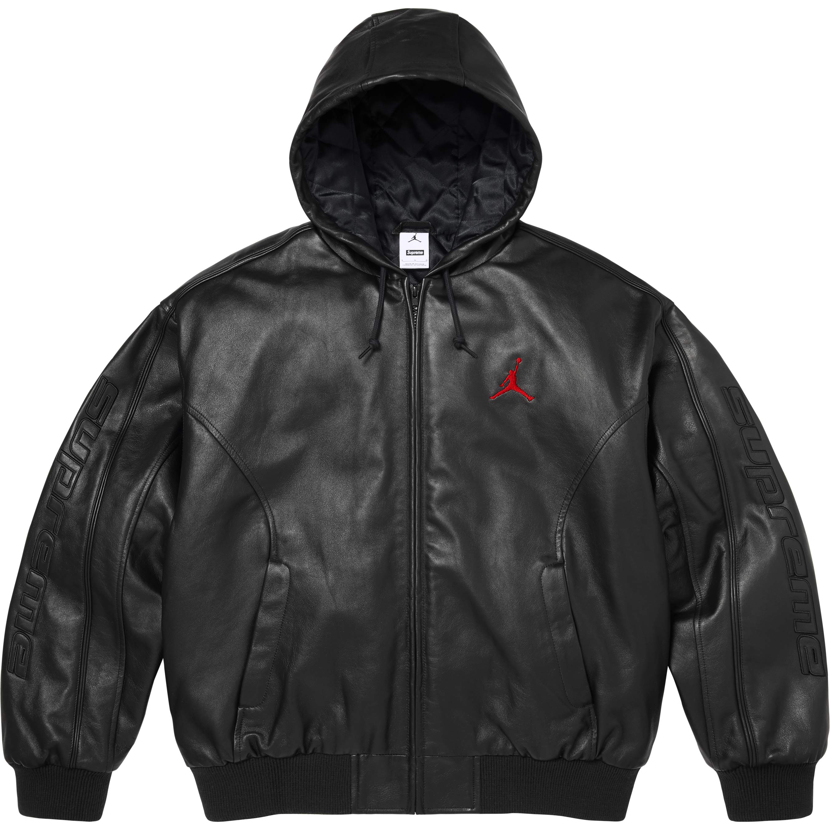 Supreme®/Jordan® Hooded Leather Jacket